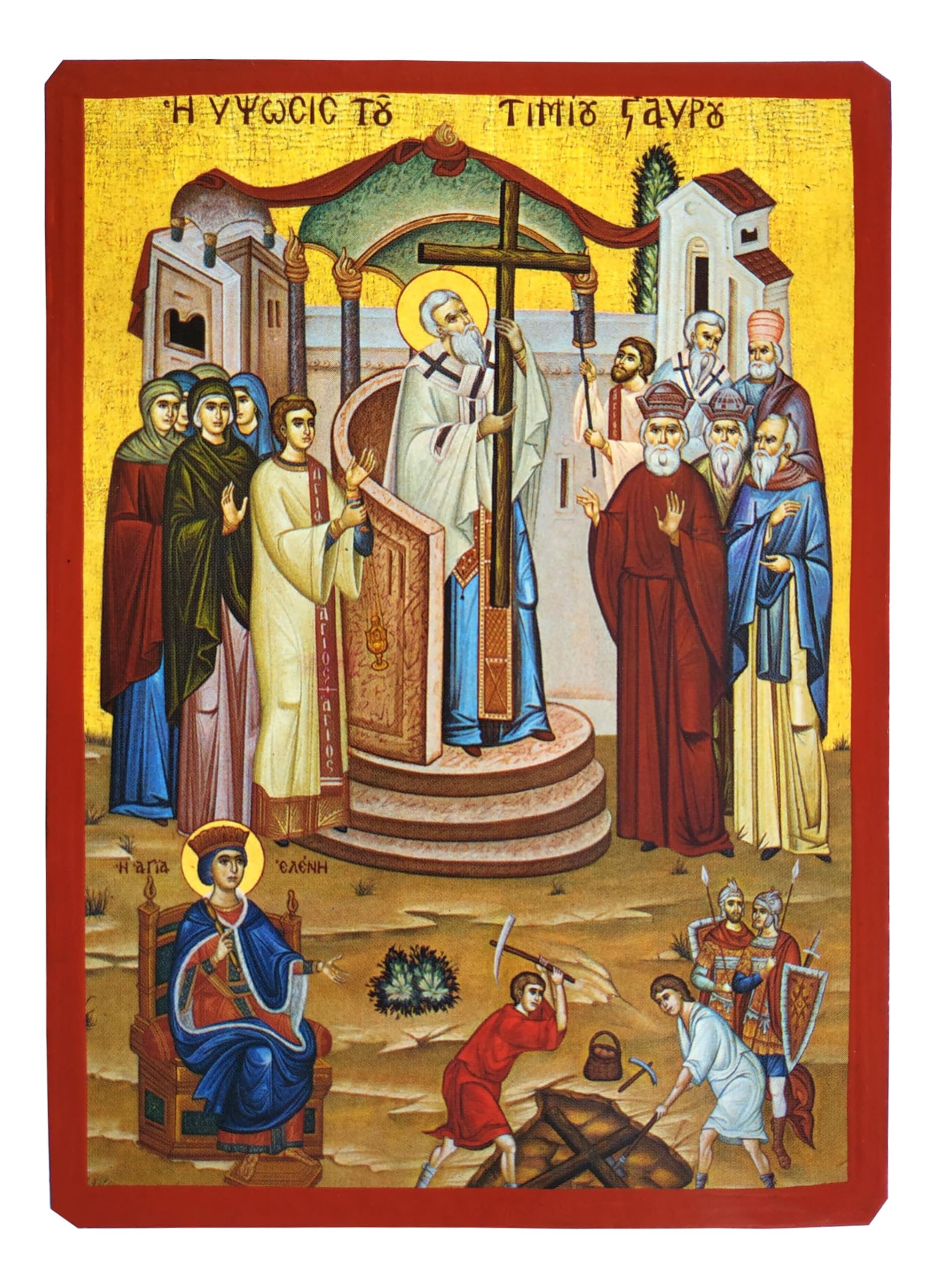 EXALTATION AND FINDING OF THE HOLY CROSS - Greek Byzantine Orthodox Icon