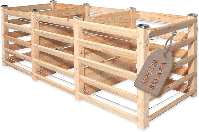 Gartenwelt Riegelsberger Moderner Komposter Trio ca. 100 x 286 cm Höhe 80 cm aus Lärchenholz Massivholz Steckkomposter Holzkomposter — Komposter