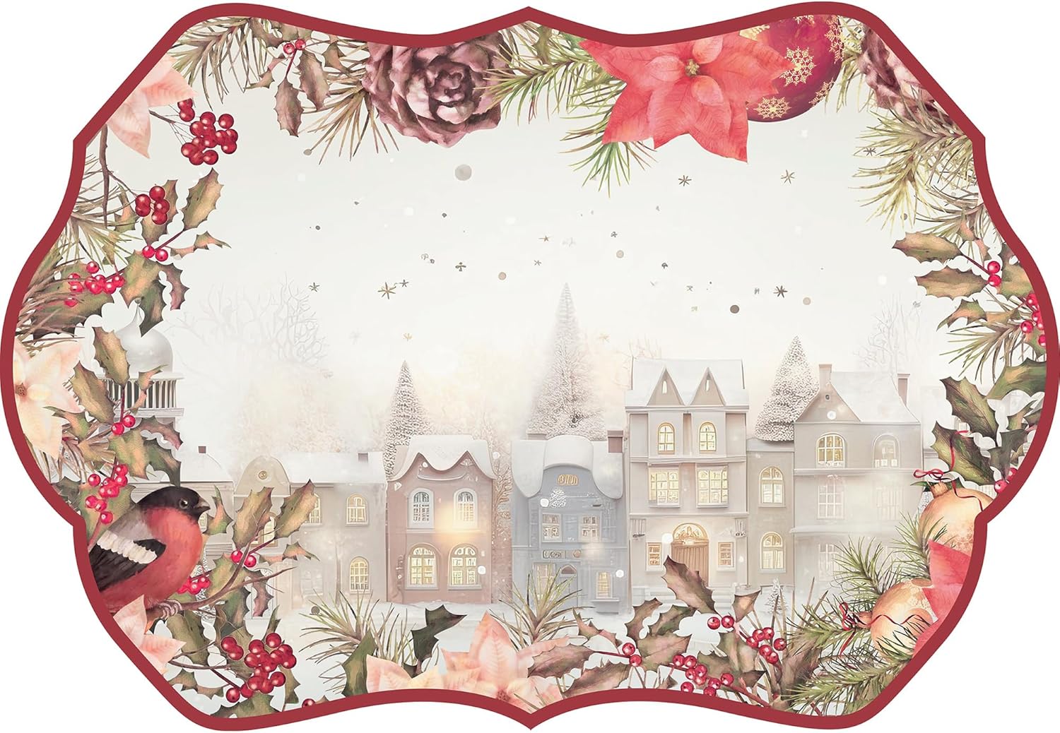 CREARREDA Christmas Placemats, Set of 4 PVC Breakfast Placemats, 48 x 33 cm, Non-Slip, Washable, Dirt-Resistant, Heat Resistant, Made in Italy