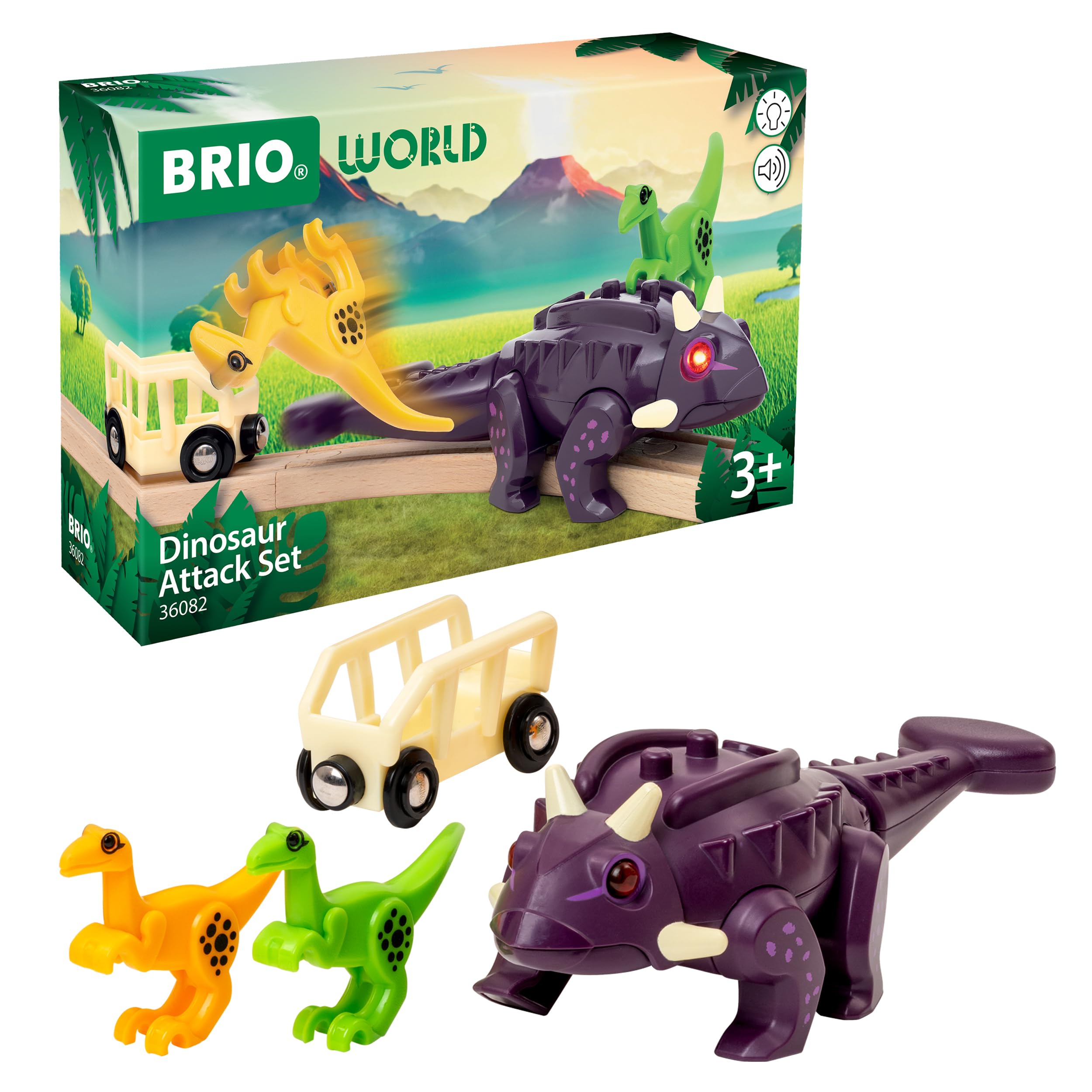 BRIO World – 36082 Dinosaurier Ankylosaurus | Zug & Dinosaurier-Spielset für Kinder ab 3 Jahren