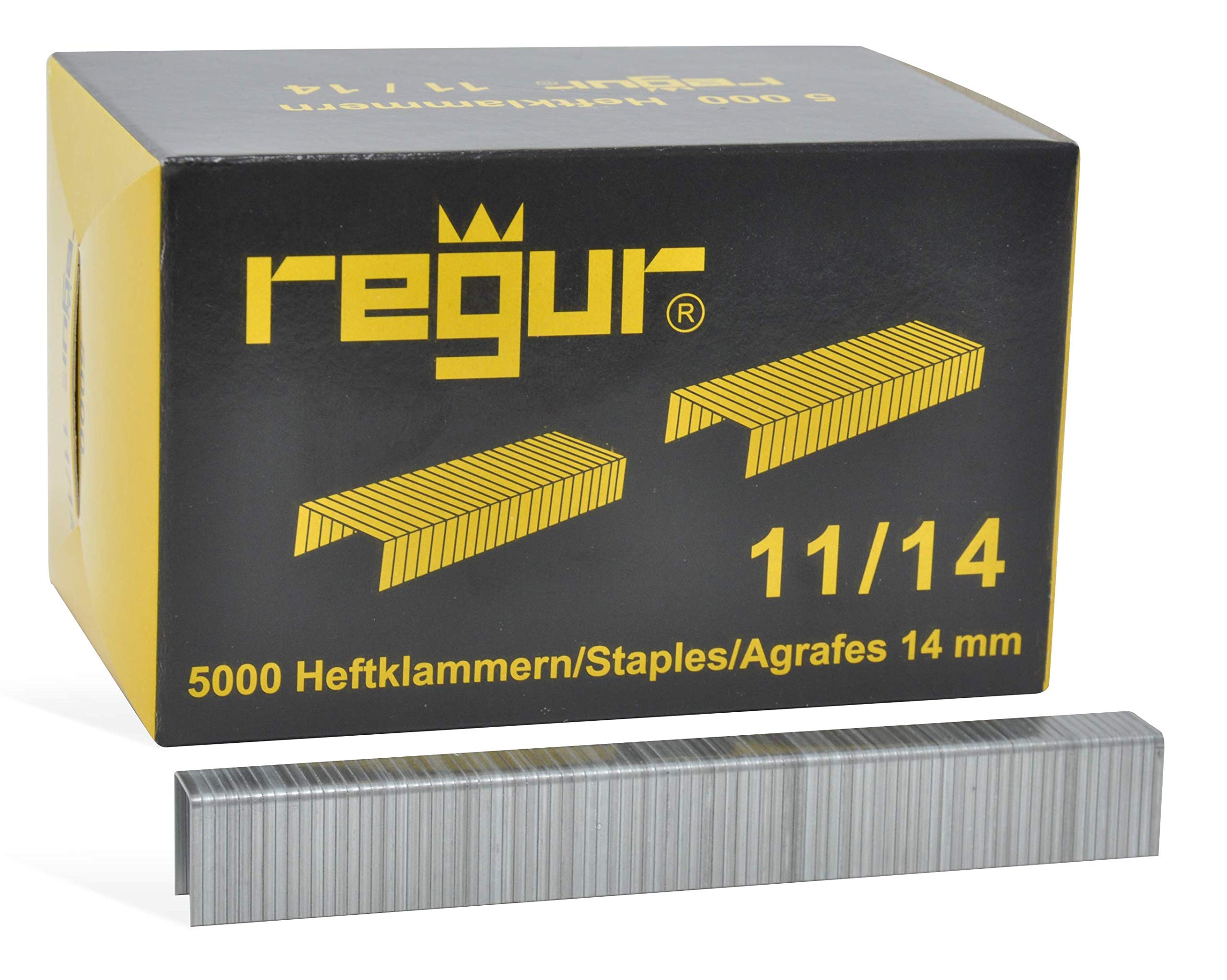 REGUR Type 11 Flat Wire Clamps Galvanized - 5,000 Pieces in Length 11/14 mm - Staples for Fixing foils, Paper, Cardboard, Textiles and Much More