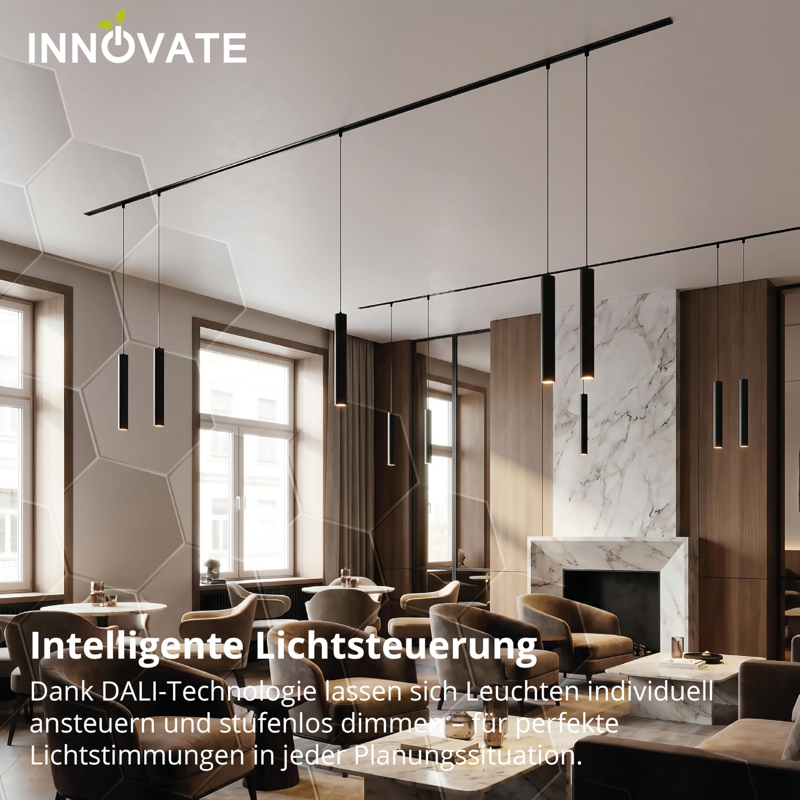 INNOVATE MagPro48 1 Phasen Schienensystem Niedervolt Phasenschiene Trockenbau [48V 4-polig 200cm] LED Lichtleiste Deckenbeleuchtung I Magnetische LED Schienensystem Lampen Lichtschienensystem Decke
