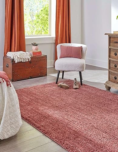 Miniatura 3 de Unique Loom Jill Zarin Jill Zarin Shaggy Chic Collection - Alfombra de área lanuda (6 pies 5 pulgadas x 9 pies, rectangular, color rojo granada)