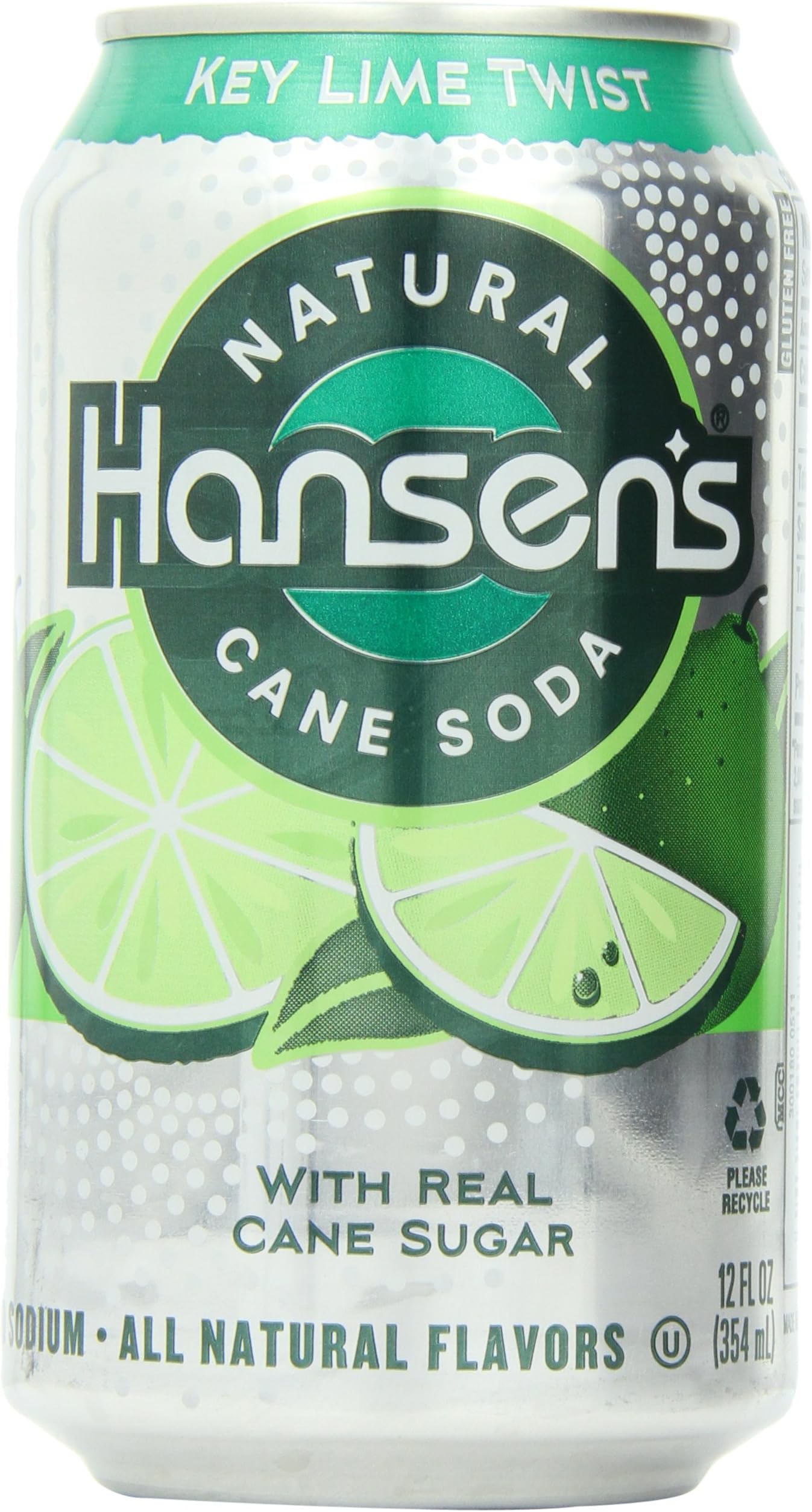 Hansen's Natural Cane Soda (Key Lime Twist, 12-Ounce Cans, Pack of 24)