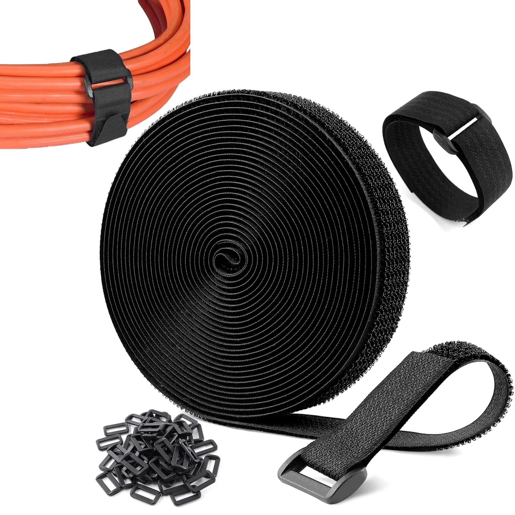 Bennort Reusable Adjustable Velcro Cable Cord & Wire Organizer Hook & Loop Fastener Ties Straps with 5m+25 Buckles For Cable Tie Wire Organizer,Free Cut-to-Length Cinch Securing Strap, 16Ft x 1In (B0D3XB4Z72) Amazon Price History, Amazon Price Tracker