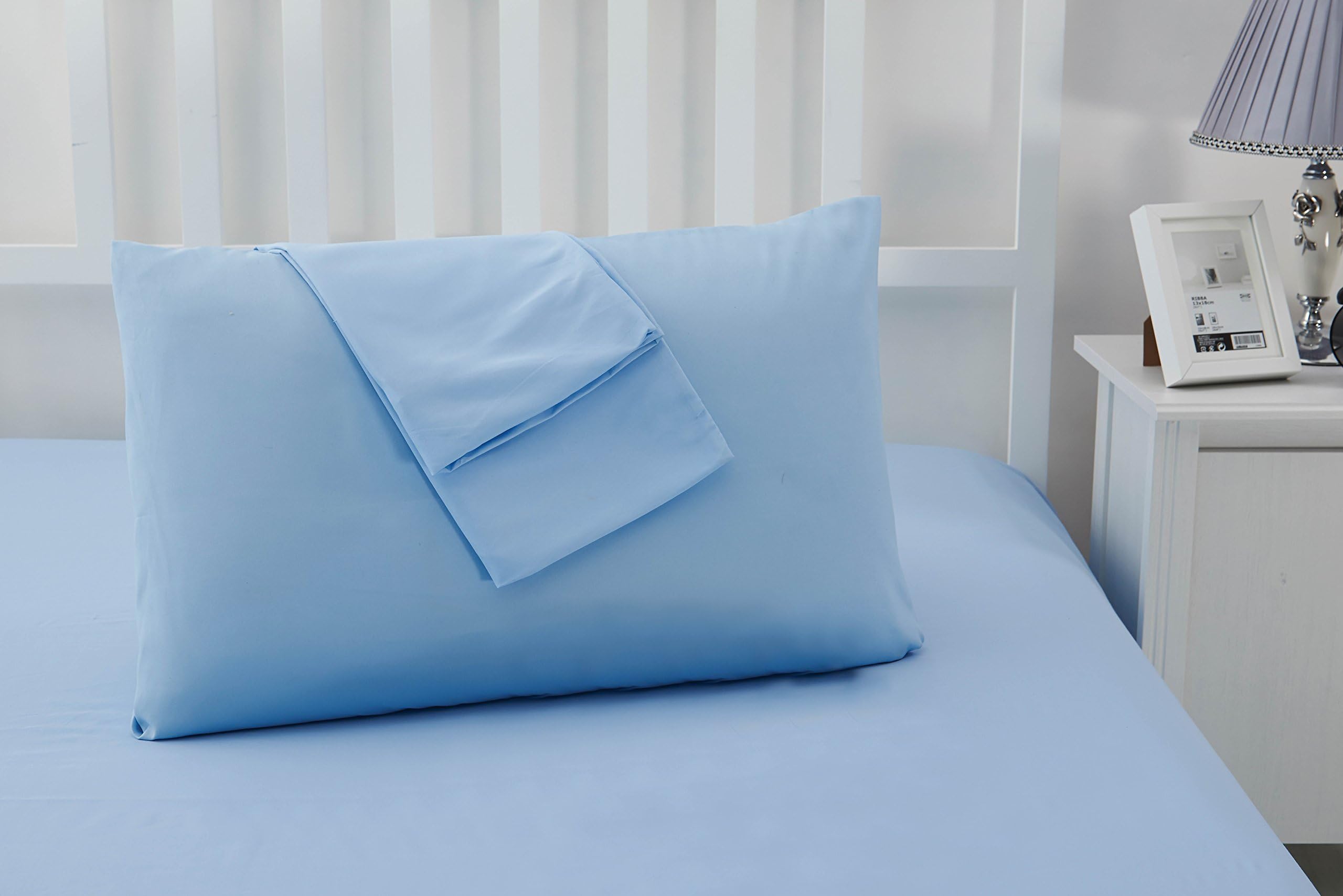Super Soft Brushed Microfibre Pillowcases - Non Iron Breathable Hypoallergenic Pillowcases set of 2- Sky Blue