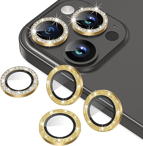 Miniatura 57 de AGVEE 3+3 6 Pack para iPhone 12 Pro Max de 6.7" Protector de lente de cámara, anillo metálico Bling Diamond y Bling Glitter, película de cubierta de