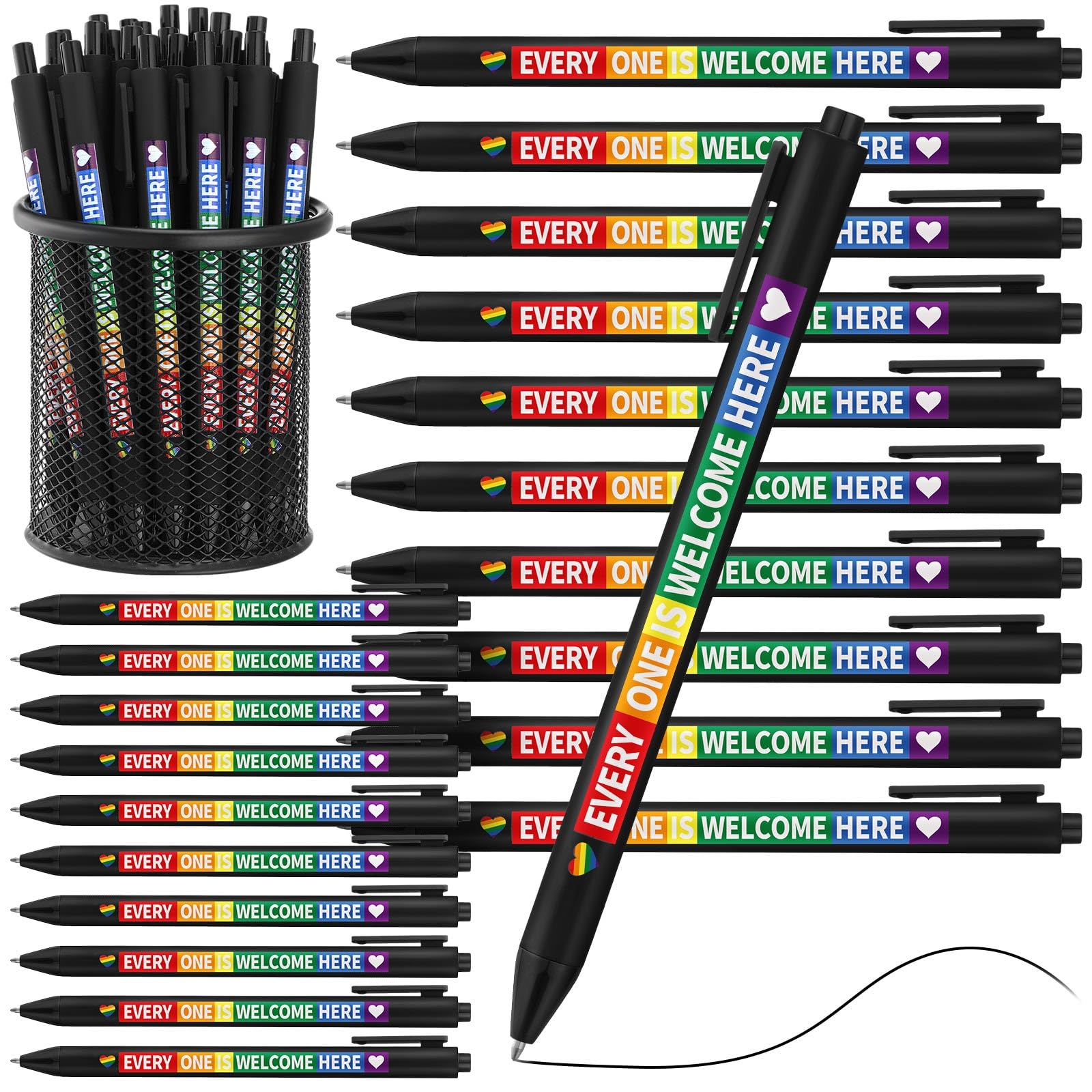 Weekgrat 48 Pcs Pride Ballpoint Pen Month Lgbtq Rainbow Party Favors Black Ink Retractable Ballpoint Pens for Gay Lesbian Gifts Gay Party Supplies