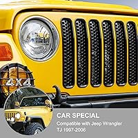 Vista 5 de JeCar para Jeep TJ Grill Inserts, Insertos de rejilla de malla para Jeep Wrangler TJ 1997-2006 (negro)