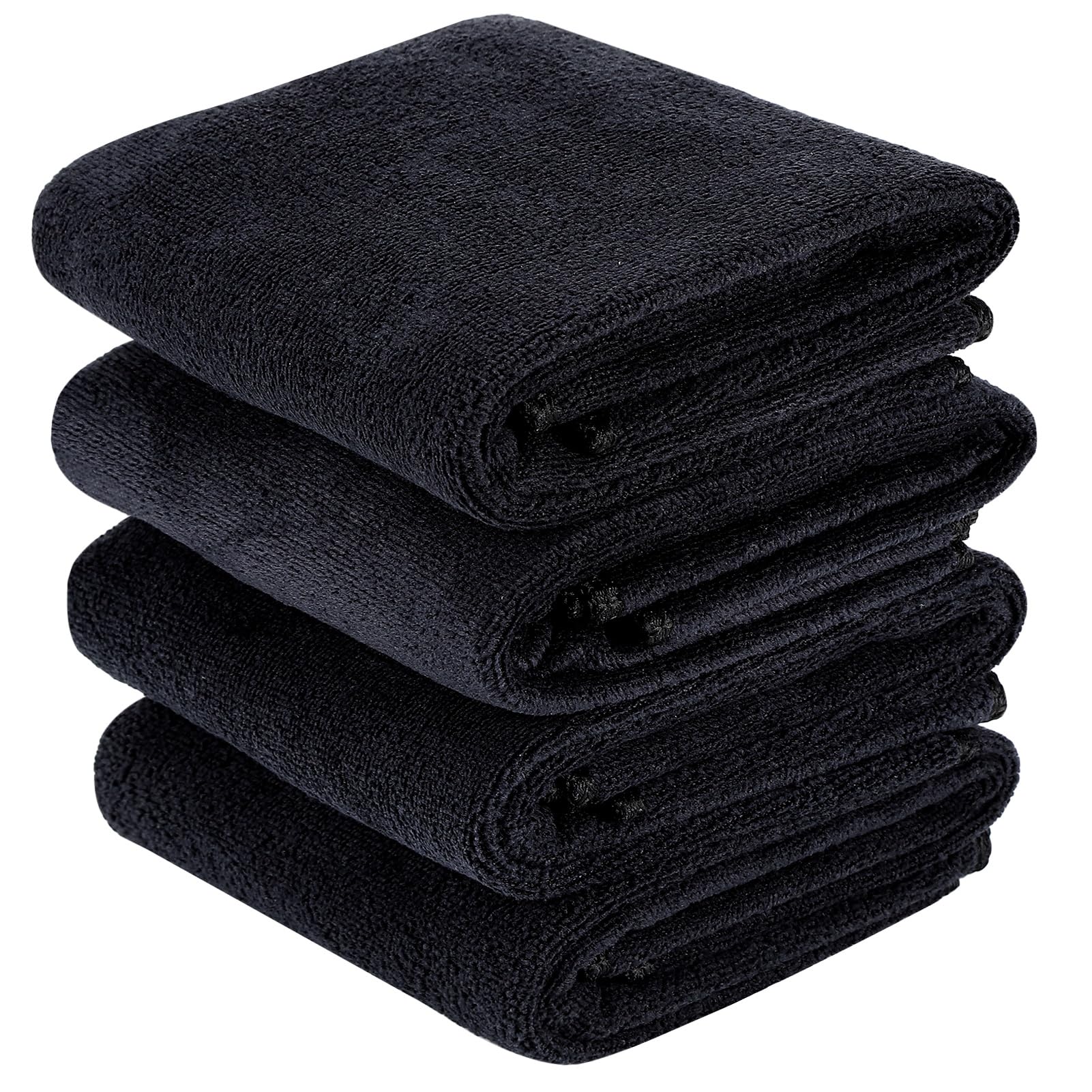 Gym Towels, 4 Pack 35 x 75cm Microfibre Sports Towels, Fast Drying&Absorbent Workout Sweat Towel for Men Women Gym Yoga Fitness Travel Camping-Black