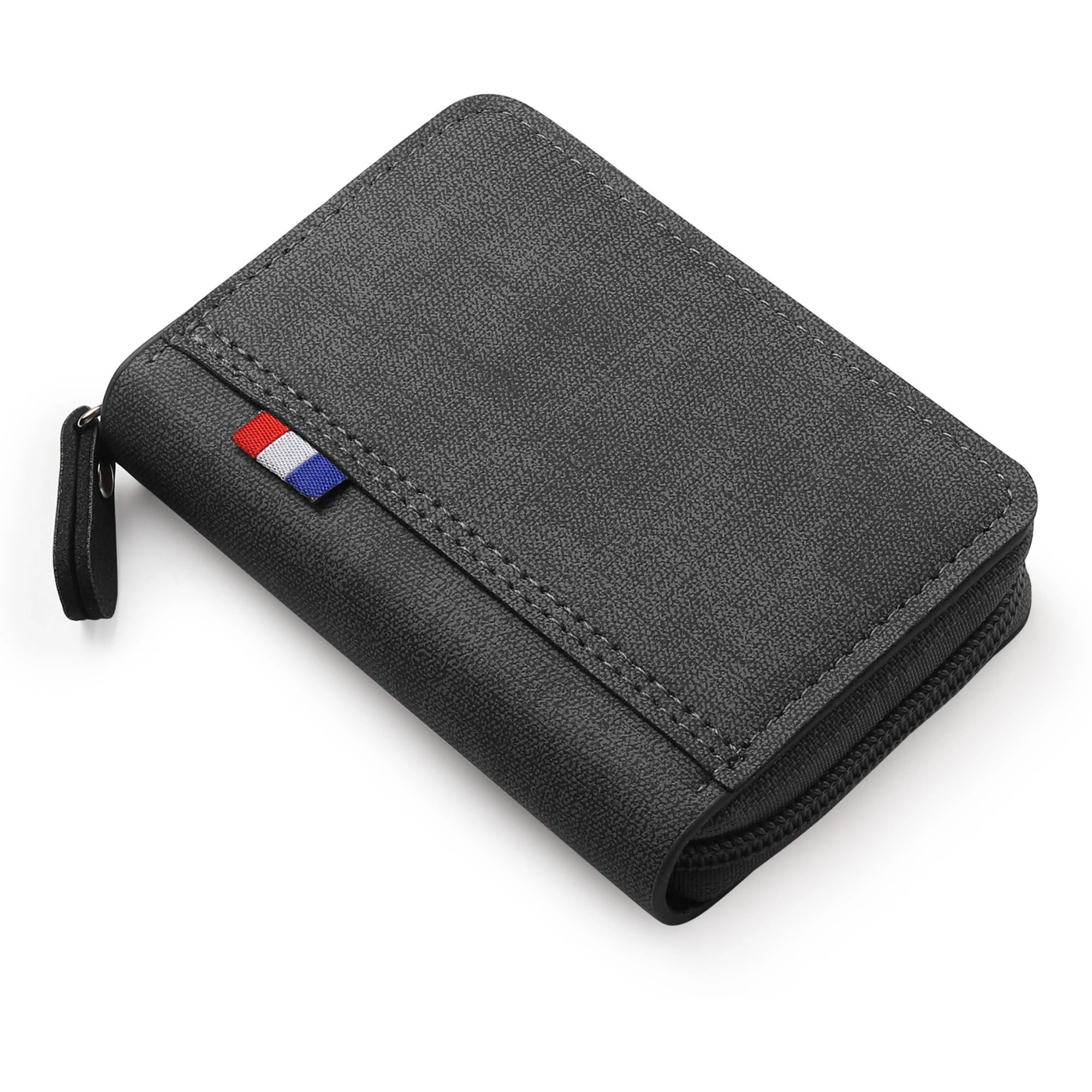 hamition caddre PU Leather 9 Slot Credit Card Debit Holder Money Wallet Zipper Coin Purse for Men Women (MATT Grey)-picture-30