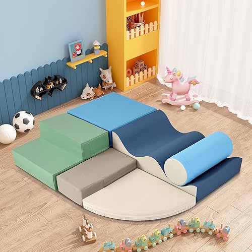 Juego de actividades suaves de escalada y gateo de 6 piezas, juguetes de escalada para niños pequeños en interiores, escalador de esquina para niños