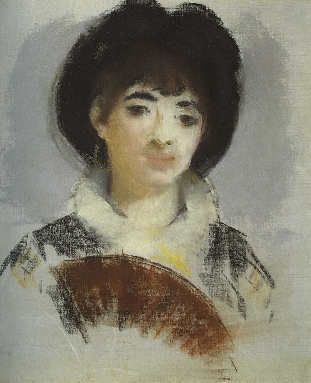 Portrait comtesse Albazzi Manet grand tableau de maître mat cadre marron