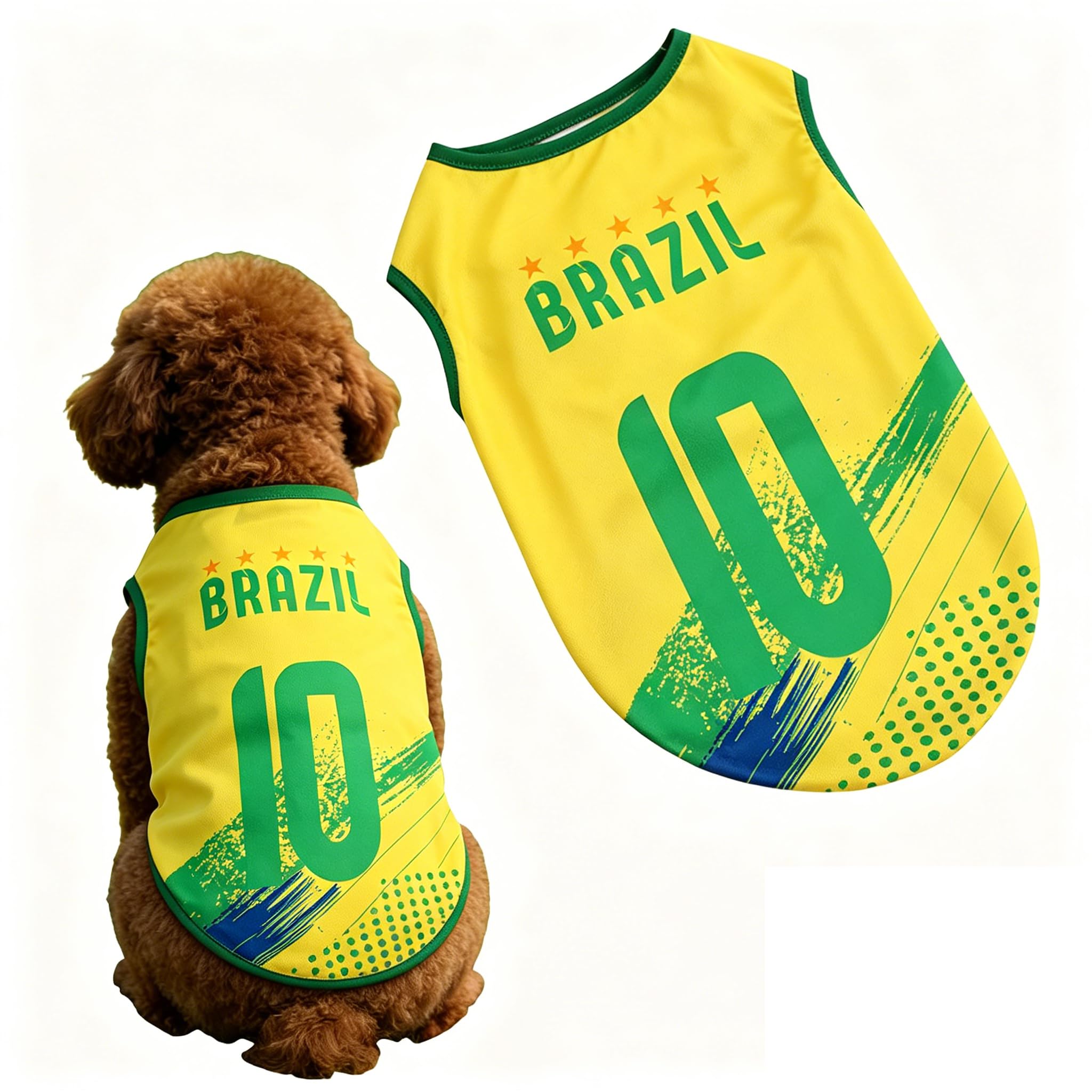Dog England Shirt, World Cup Football Shirt for Pets, Polyester Mesh, Sleeveless, Sizes S-5XL, Multiple Countries