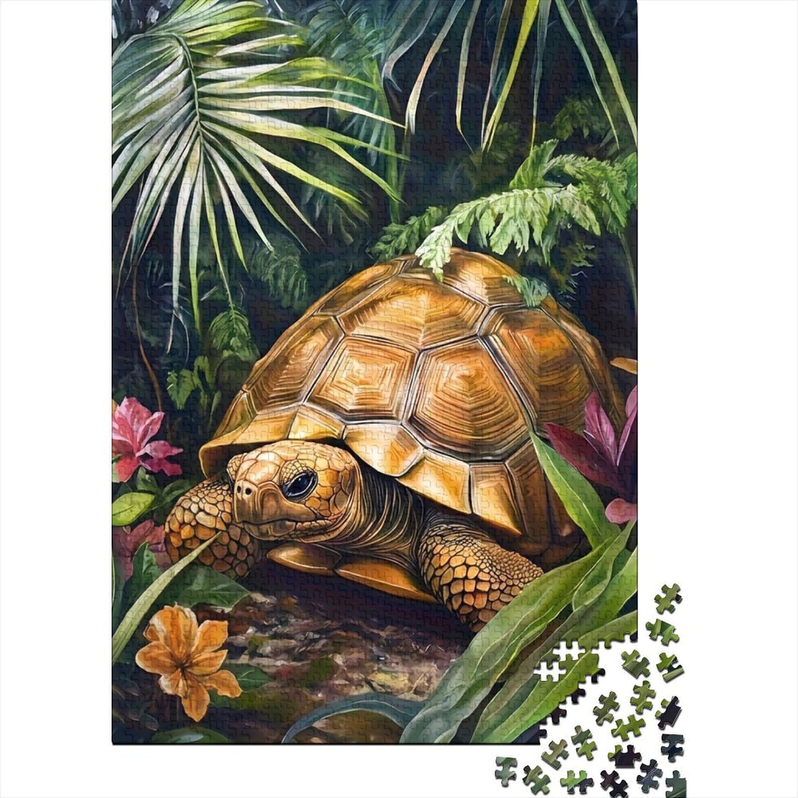 Tortoise in Jungle 1000 Pieces 1000 Piece Jigsaw Puzzles for Adults Recycled Cardboard Home Decoration Wall Display Boxing Day Gift Indoor Leisure Puzzle 52x38cm/1000pcs