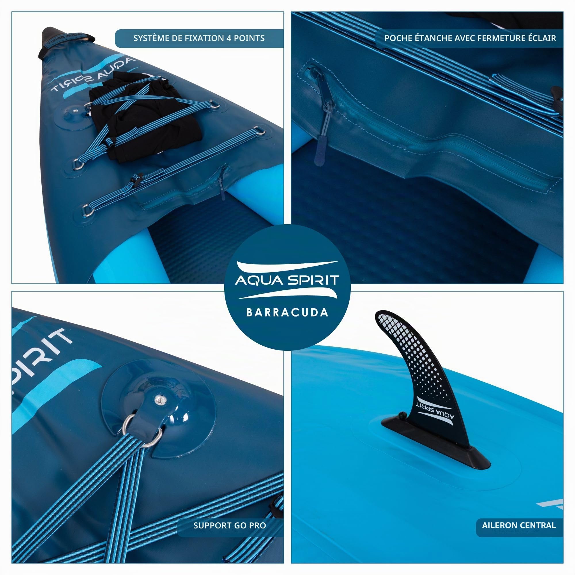 Aqua Spirit Kit de kayak gonflable avec rames en aluminium 2024 pour 1 ordre 2 personnes | 10'5/13'5 | Kit complet de kayak avec pagaie, sac à dos, pompe et autres accessoires
