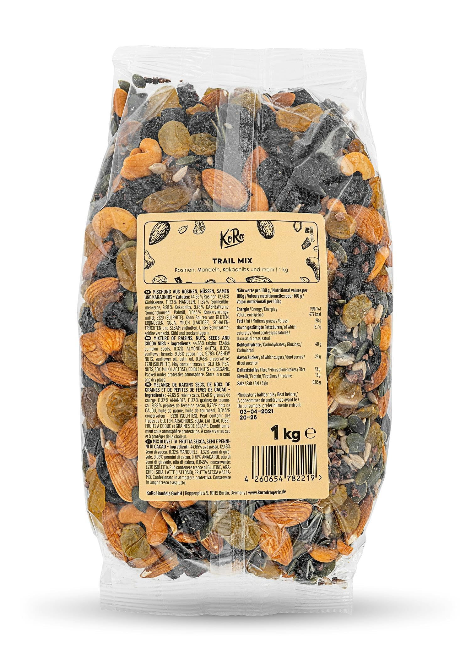 KoRo - Mix di prova "Heavy Duty" - 1 kg - mix di frutta secca con uvetta