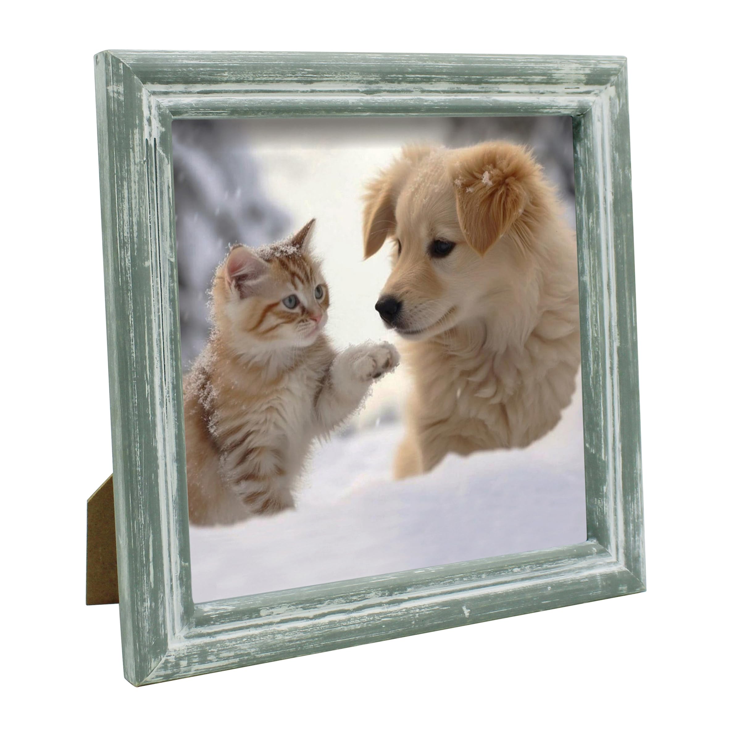 CVHOMEDECO. 8x8 Picture Frame Made of Solid Wood High Definition Glass Rustic Antique Designs Small Photo Frame for Tabletop Display and Wall Mounting