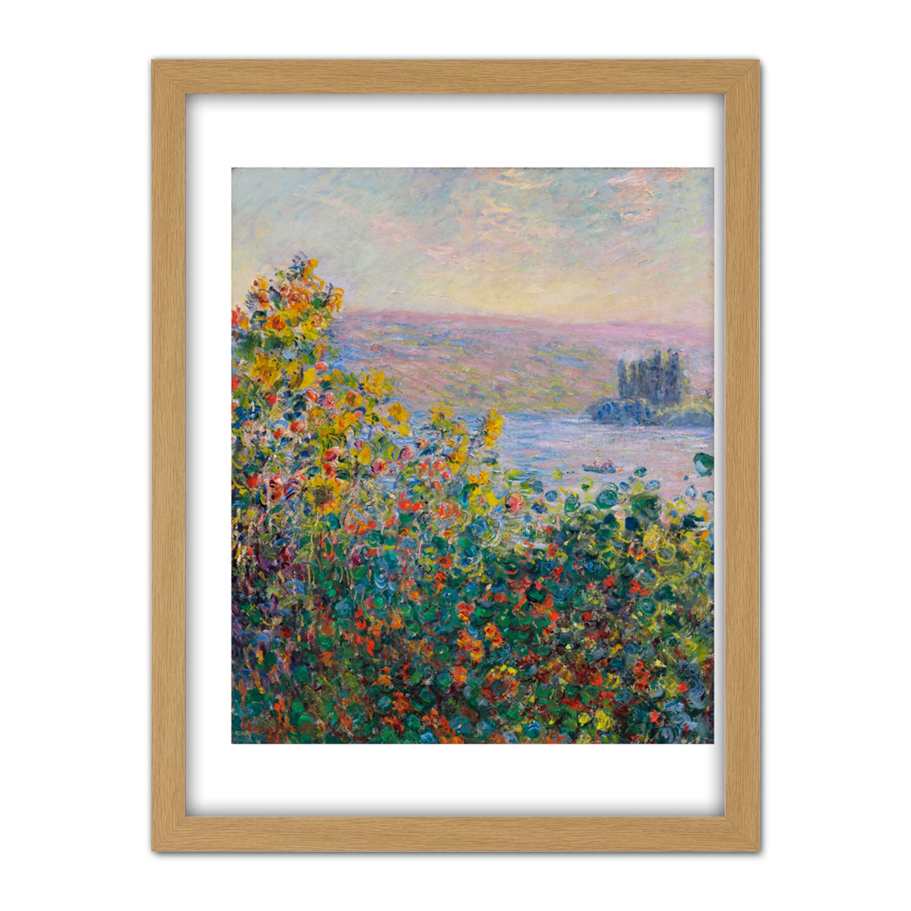 Claude Monet Flower Beds At Vetheuil Large Framed Art Print Poster Wall Decor 18x24