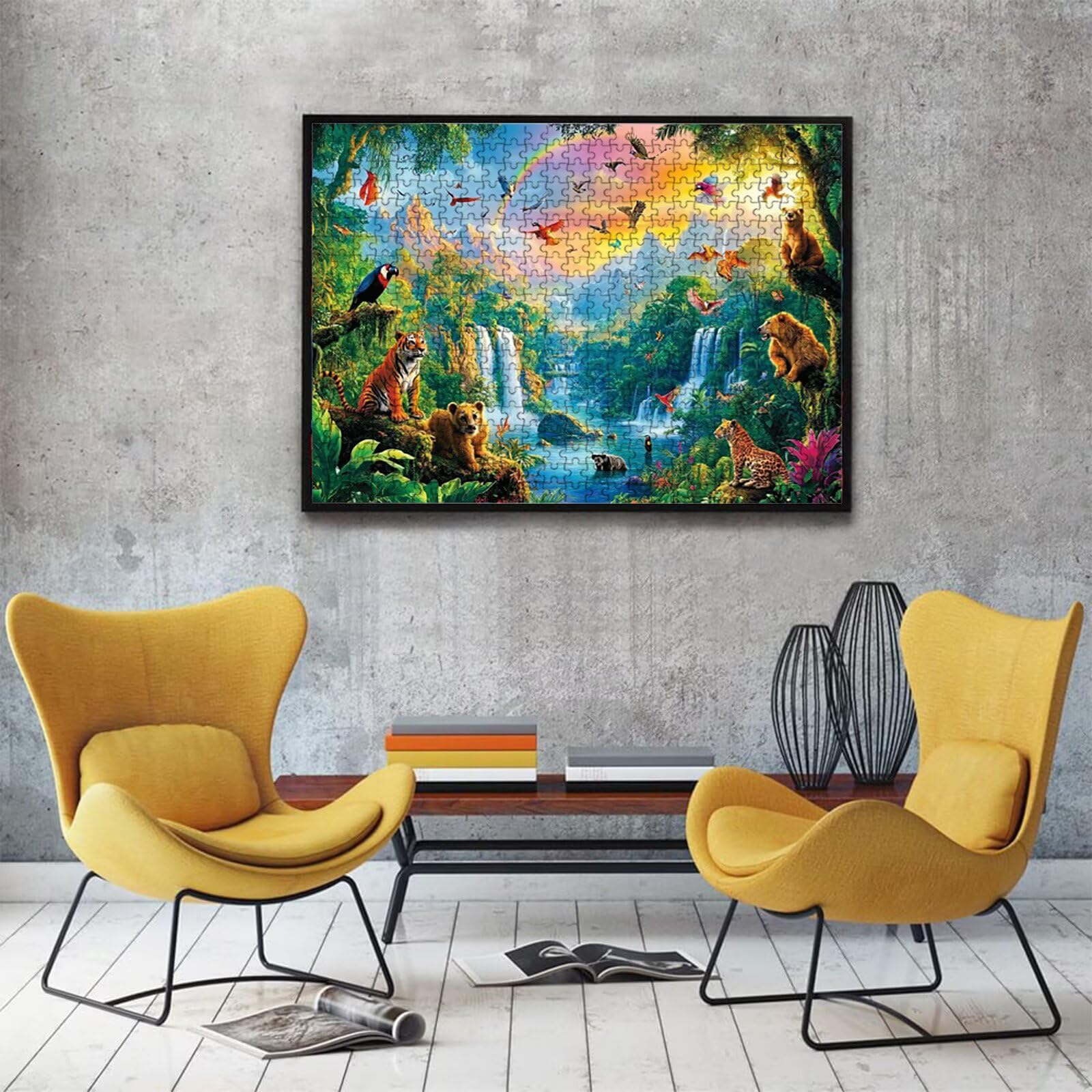 Puzzle 1000 elementów, puzzle 1000 elementów dla dorosłych, trudne puzzle, druk w wysokiej rozdzielczości i jasne kolory, drewniane puzzle w kolorze zwierząt (2) z wykwintnym pudełkiem do pakowania