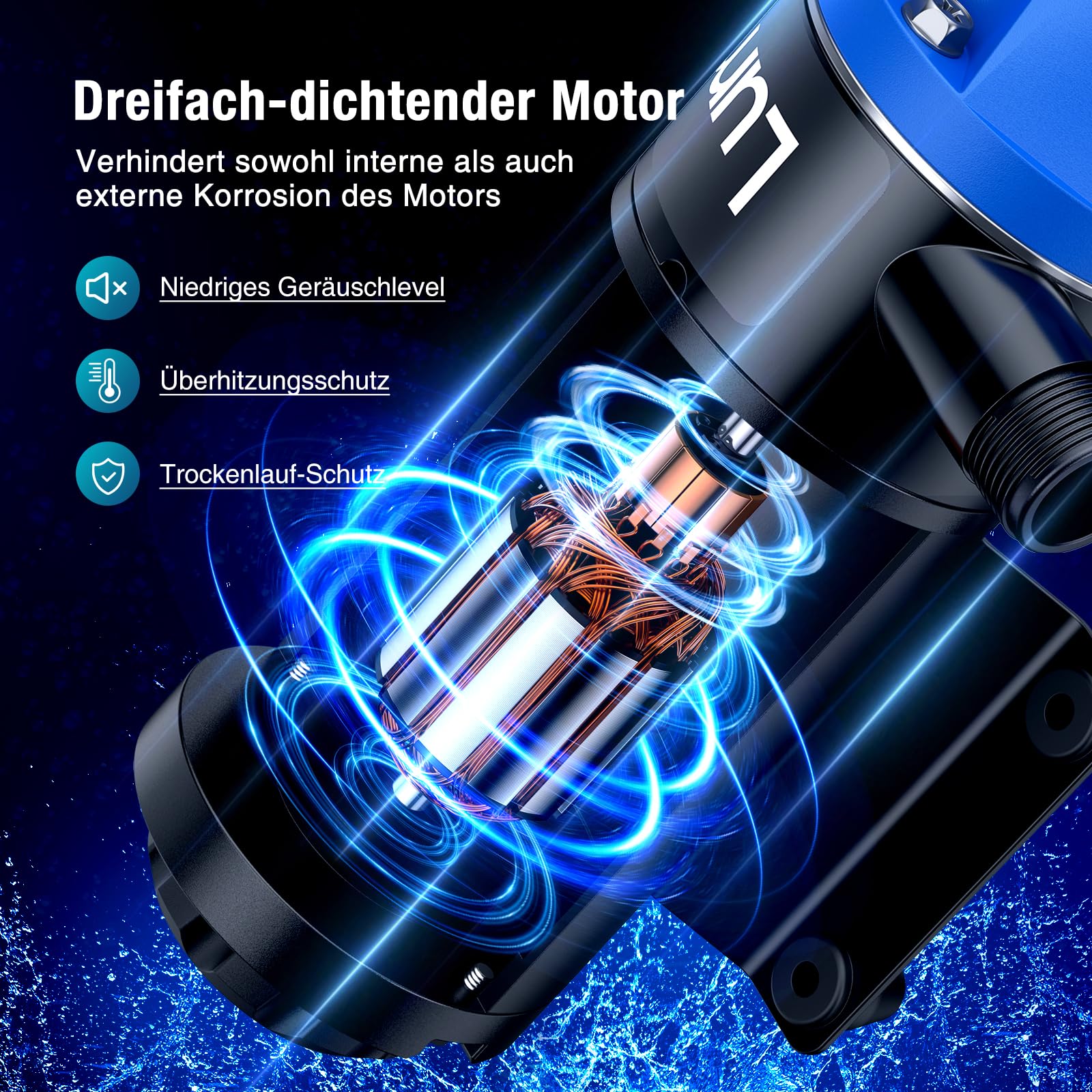 Zerkleinerungspumpensystem 12V, Zerhackerpumpe 12 GPM (45 LPM) | 5 FT Fäkalienpumpe 12V für RV Marine mit 4-Klingen-Hacker für Wohnmobile,Boote,Camper und marine Antiverstopfung