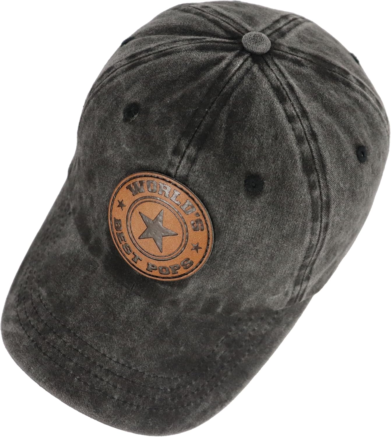 World's Best Papa Grandpa Hat with Leather Patch, Adjustable Embroidered Cotton Fathers Day Dad Baseball Cap - Image 4