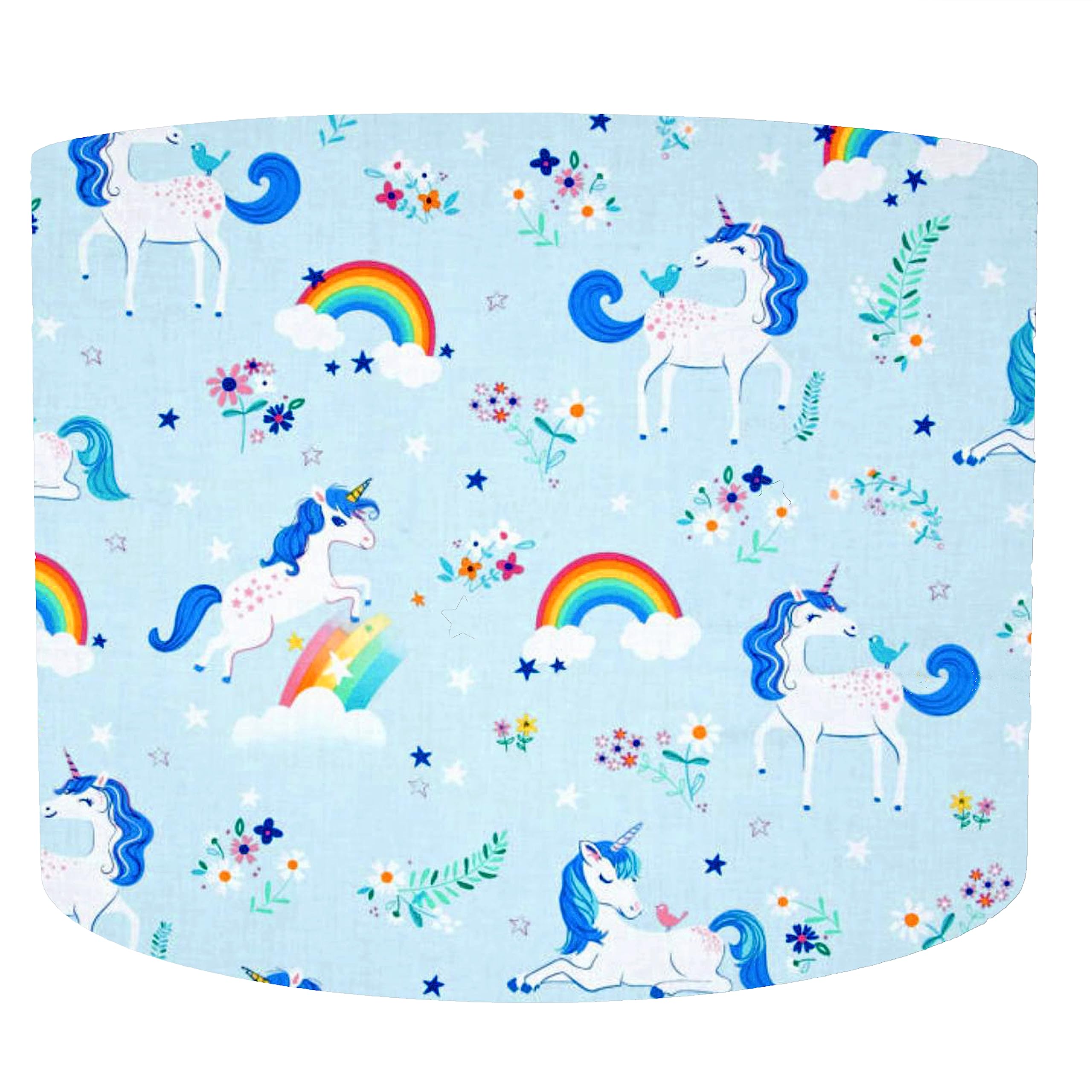 Blue Unicorn Lampshade For Girls Bedroom Decor, Choice of 20cm, 25cm, 30cm, 35cm Diameter, Unicorn And Rainbows Lampshade Pastel, Unicorn Lamp Blue, Unicorn Light Shade For Girls Bedroom Lamp