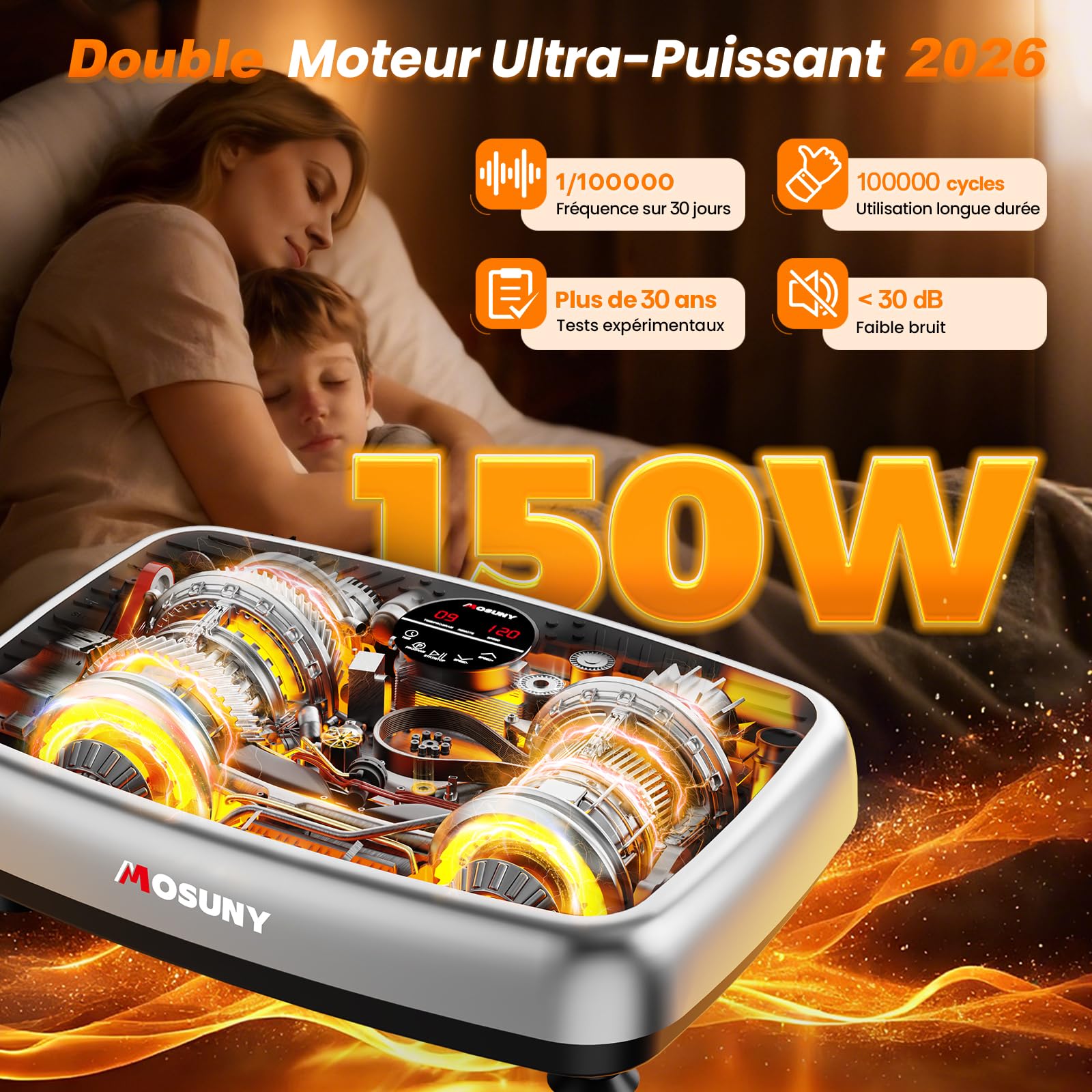 Plateforme Vibrante Perte de Poids, Plateforme Vibrante de Massage Lymphatique, Modèle 2025 Amélioré à Double Moteur Plaque Vibrante, Capacité de 204 kg, 1 à 120 Niveaux