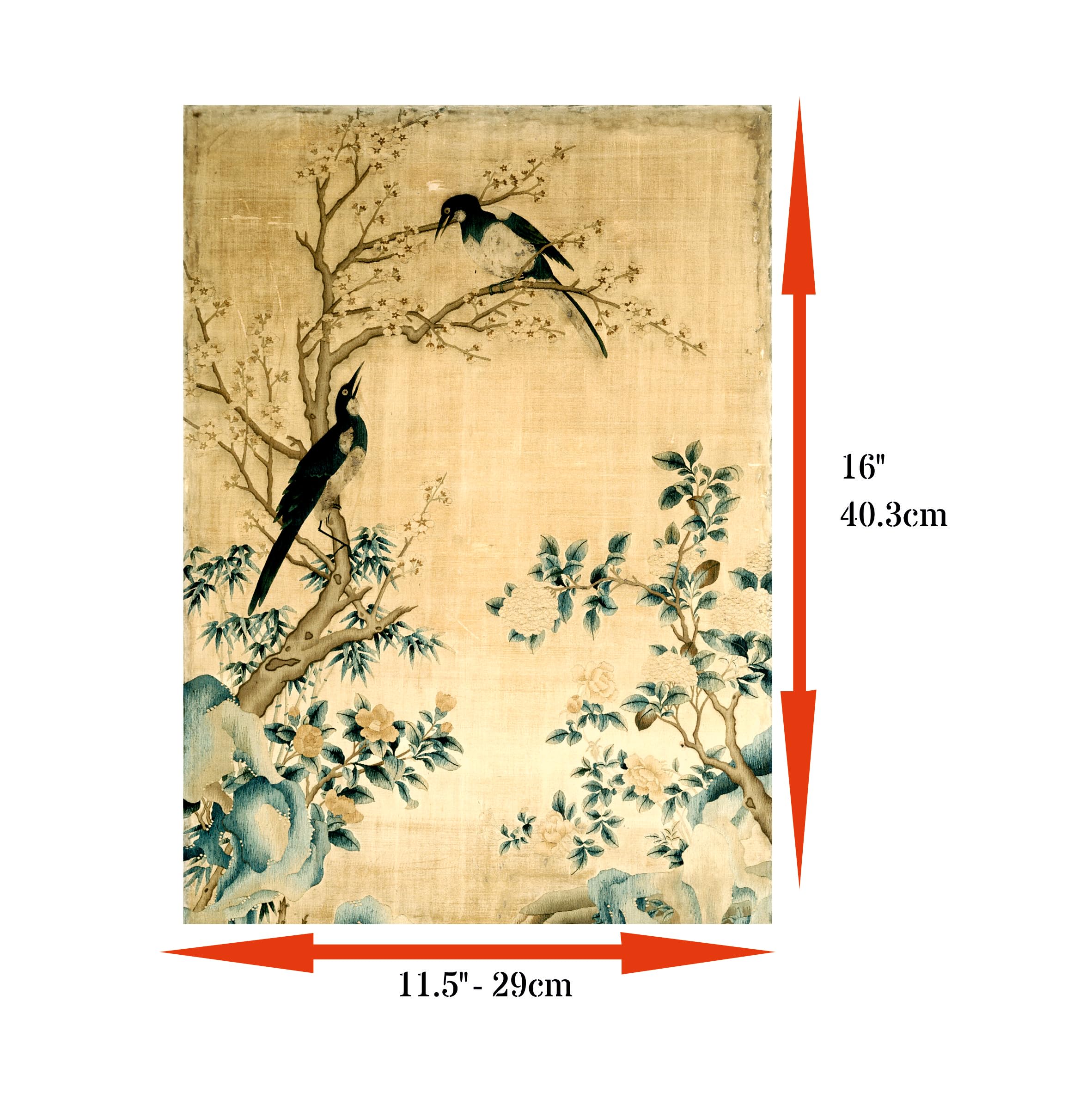 Panel de papel de arroz chino con diseño de pájaros, 11.5 x 16 pulgadas (A3+), diseño de papel de decoupage para muebles, medios mixtos, tarjetas y manualidades, decoupage CRAFT KREATIVELY