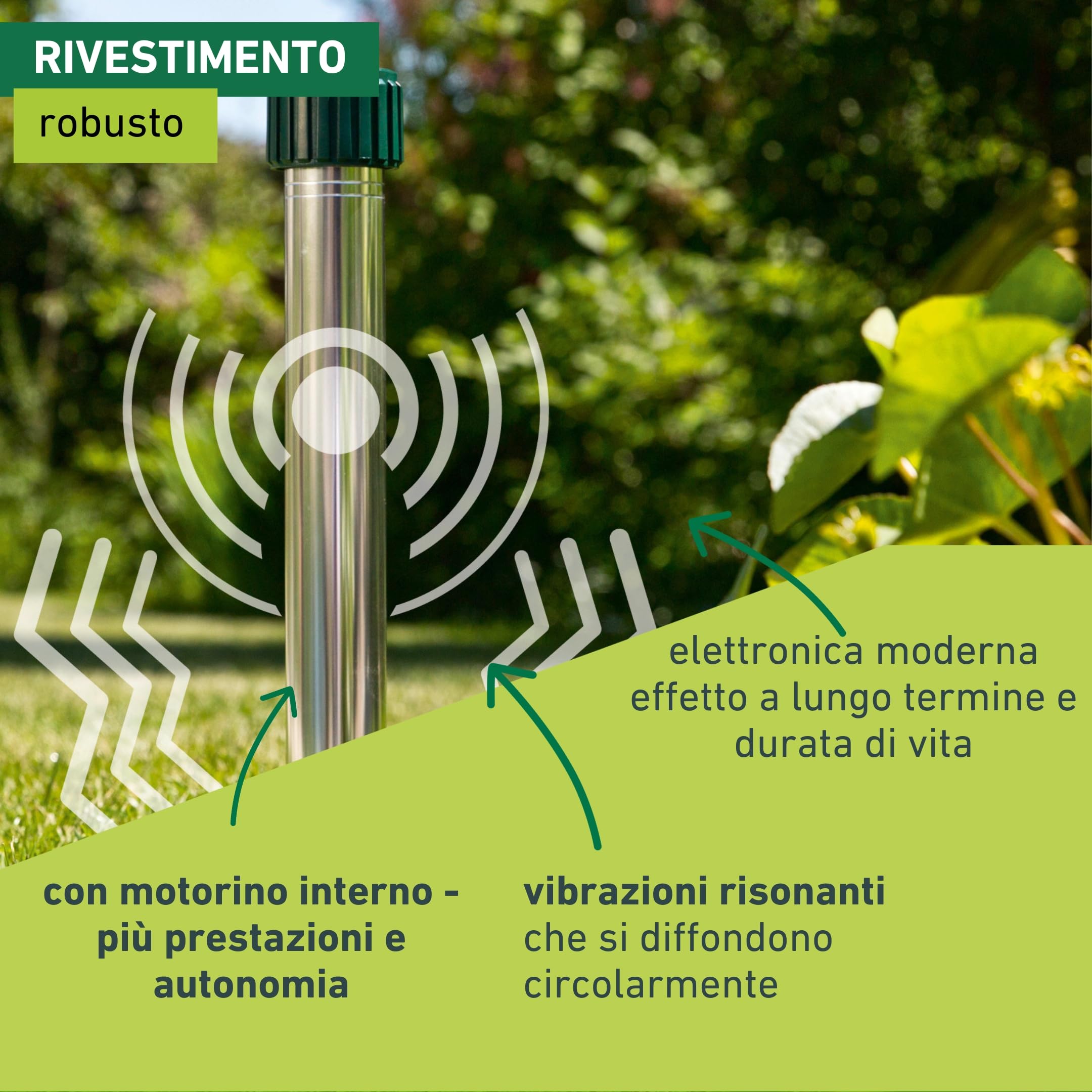 Windhager espulsore di vole PREMIUM, Repellente della mole, repellente della talpa, difesa della talpa, superficie efficace ca. 900 m², 02135