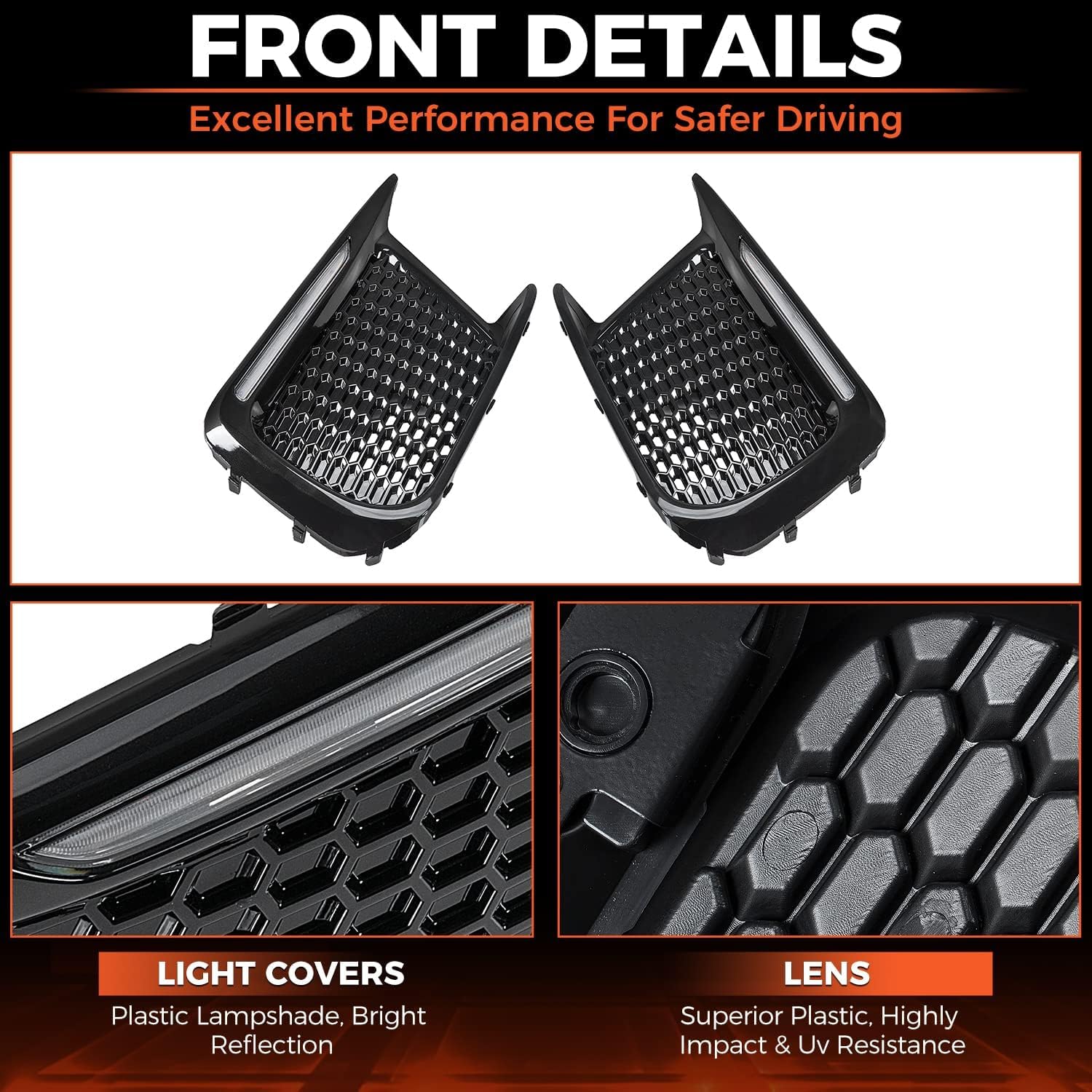 ECOTRIC LED Fog Lights Compatible with 2018-2021 Subaru WRX STI White DRL Daytime Running Light & Amber Turn Signal Fog Lights Lamp Cover Bezels Replacement for 57731VA410 57731VA400 - Image 4