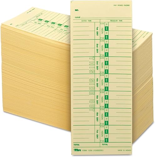 Miniatura 2 de TOPS Time Cards Semanal 1 lado días numerados 3-12 x 9 impresión verde 500 unidades 1256