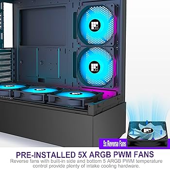 Case PC K11 Mid-Tower Gaming - 4 Ventole ARGB PWM Preinstallate, Vetro Temperato, Nero