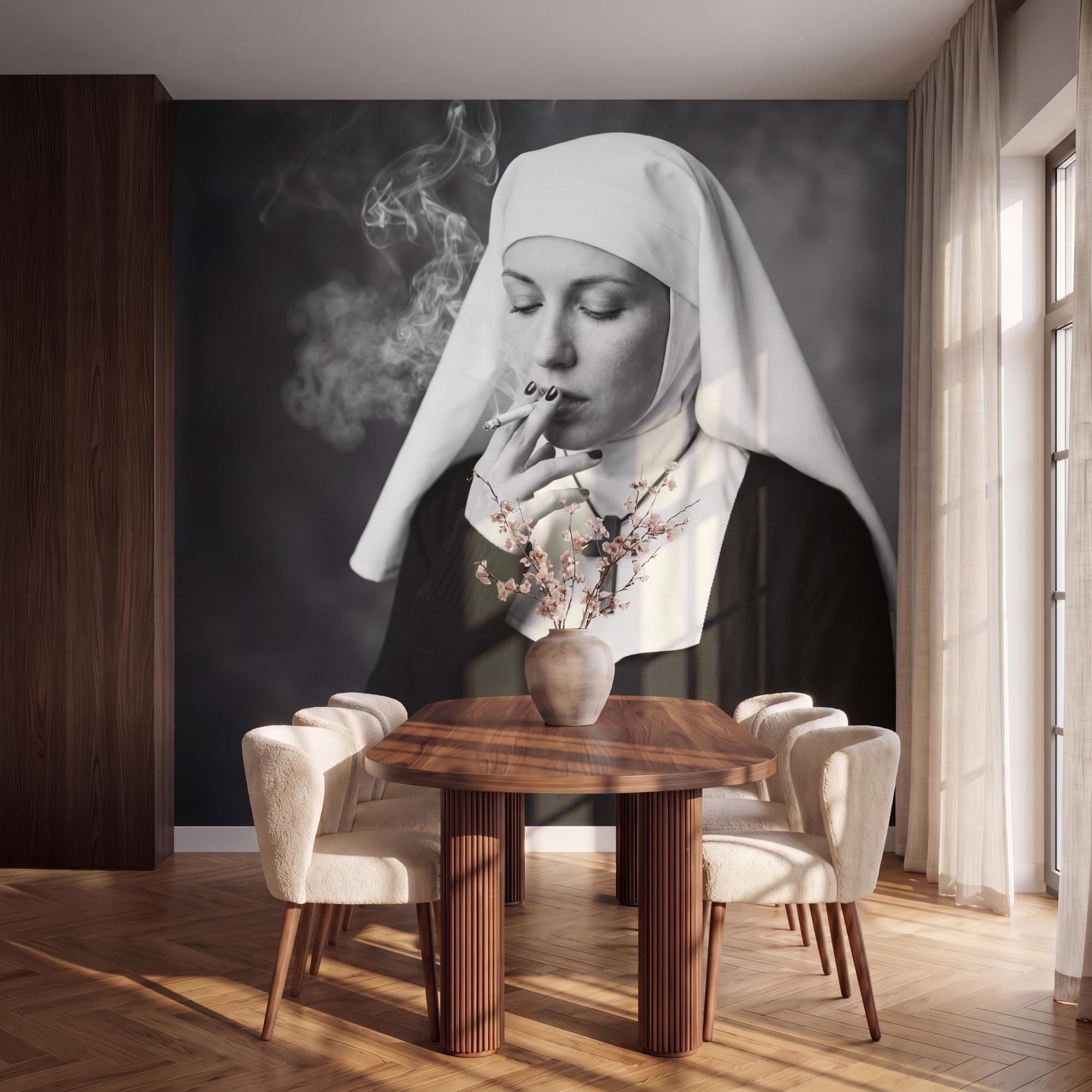 Papel Pintado Vinilico 300x300 cm Primera Calidad Papeles Pintados De Pared Pour Salon Dormitorio Decorativo Wallpaper Cocina No - Fumadores - Retrato - Blanco - Negro - Rebeldes
