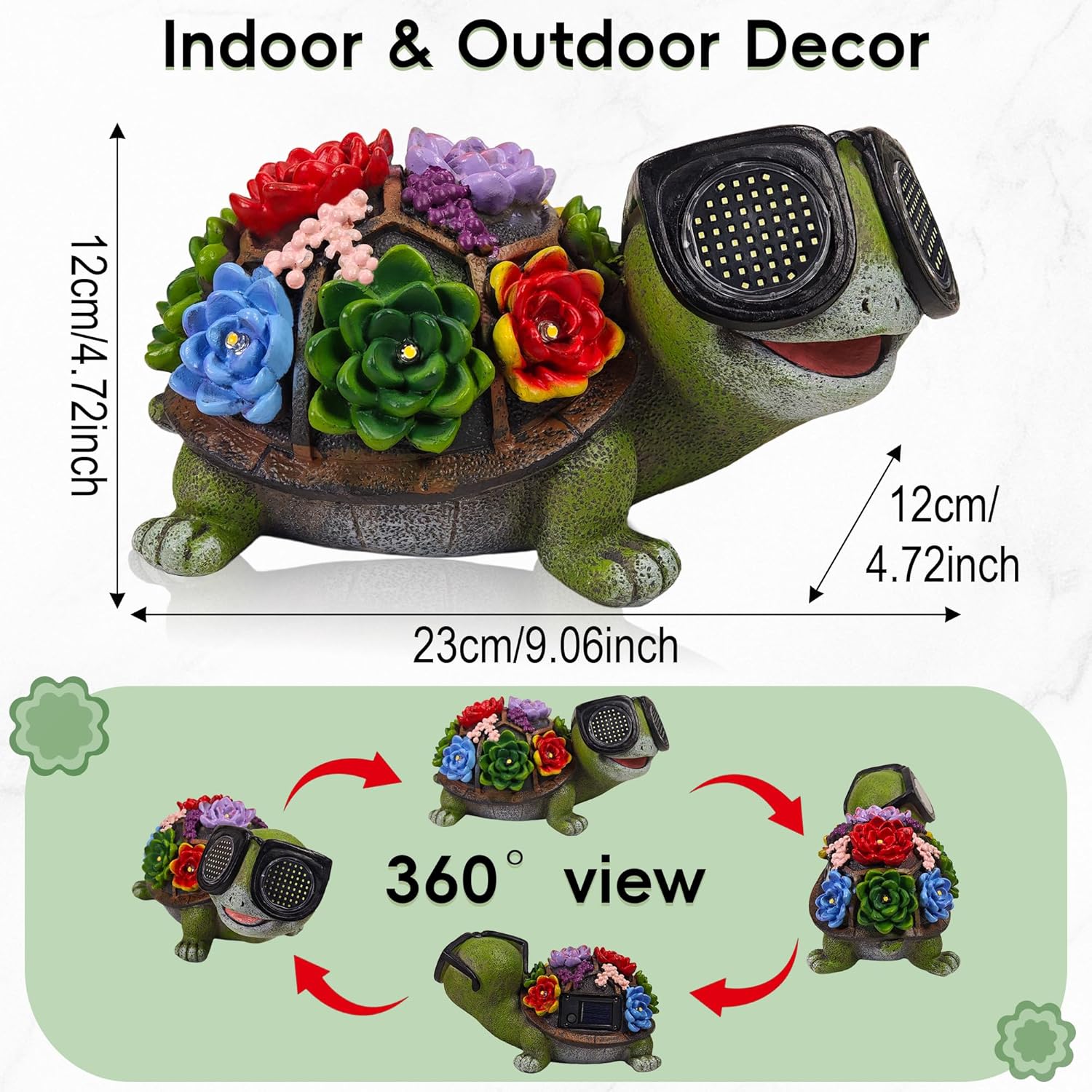 Solar Turtle Garden Decor Statue - Turtle Garden Statues with Love LED Lights,Outdoor Figurine Decorations for Outside Yard, Lawn, Patio, Porch, Balcony, Unique Birthday Gifts for Mom Women Grandma