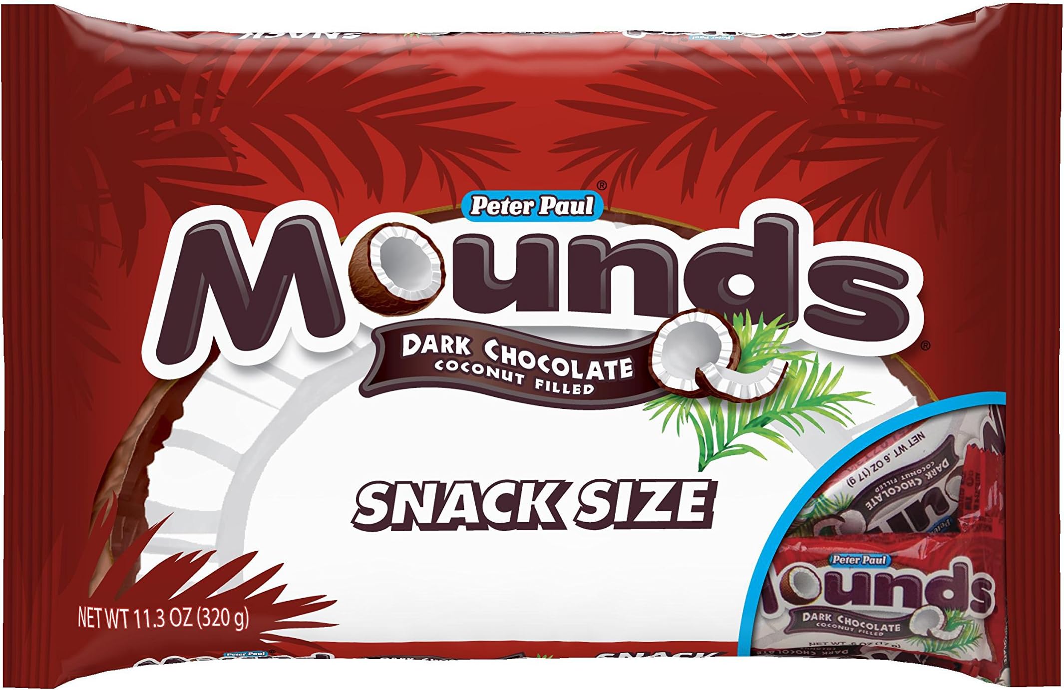 Mounds Mini Size Dark Chocolate Candy Bars(11.3 Oz Bag) - 12 Bags Case