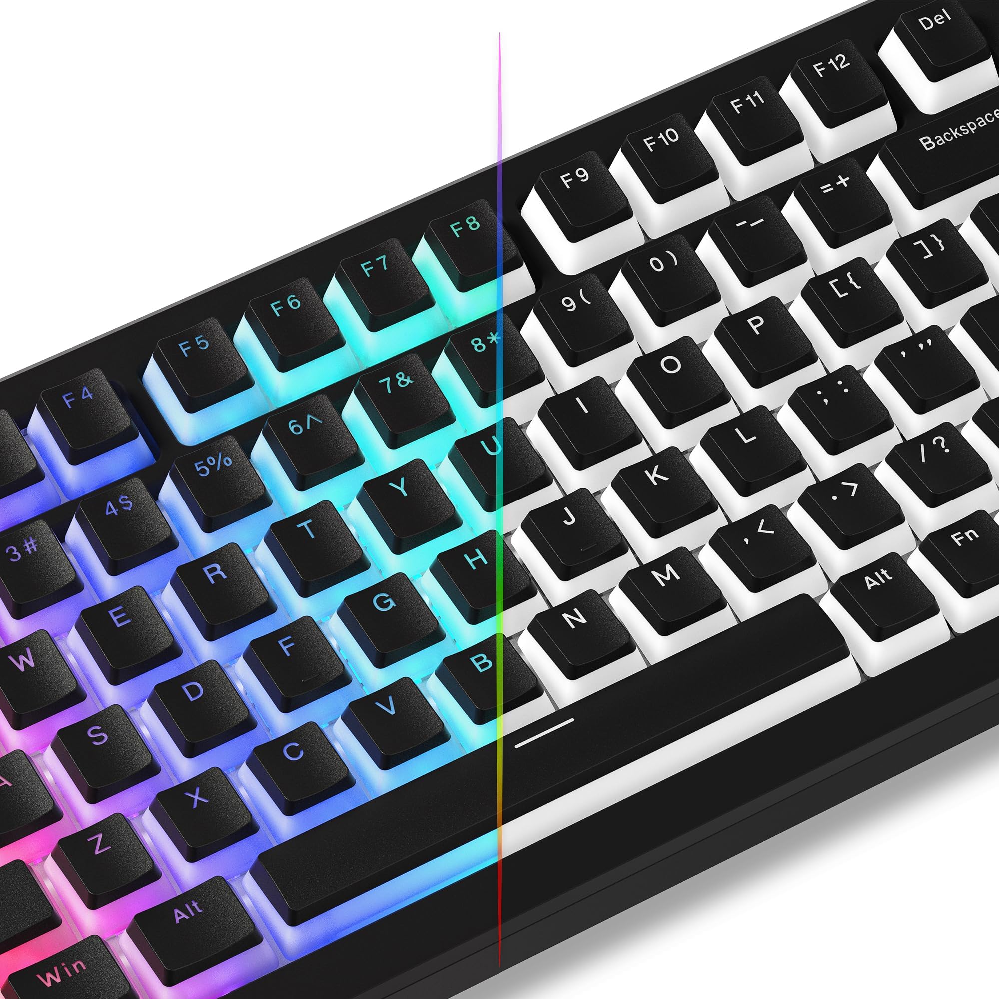 Womier Pudding Keycaps - Black PBT Keycaps for 100%, 75%, 65%, 60% Keyboards with MX-stem Switches