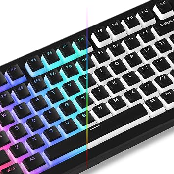 Womier Pudding Keycaps, Black PBT Shine Through Keycaps | 60 65 75 100 percent 130 Keys Custom Keycap, OEM Profile for MX-stem Switches Keyboard Caps-Black