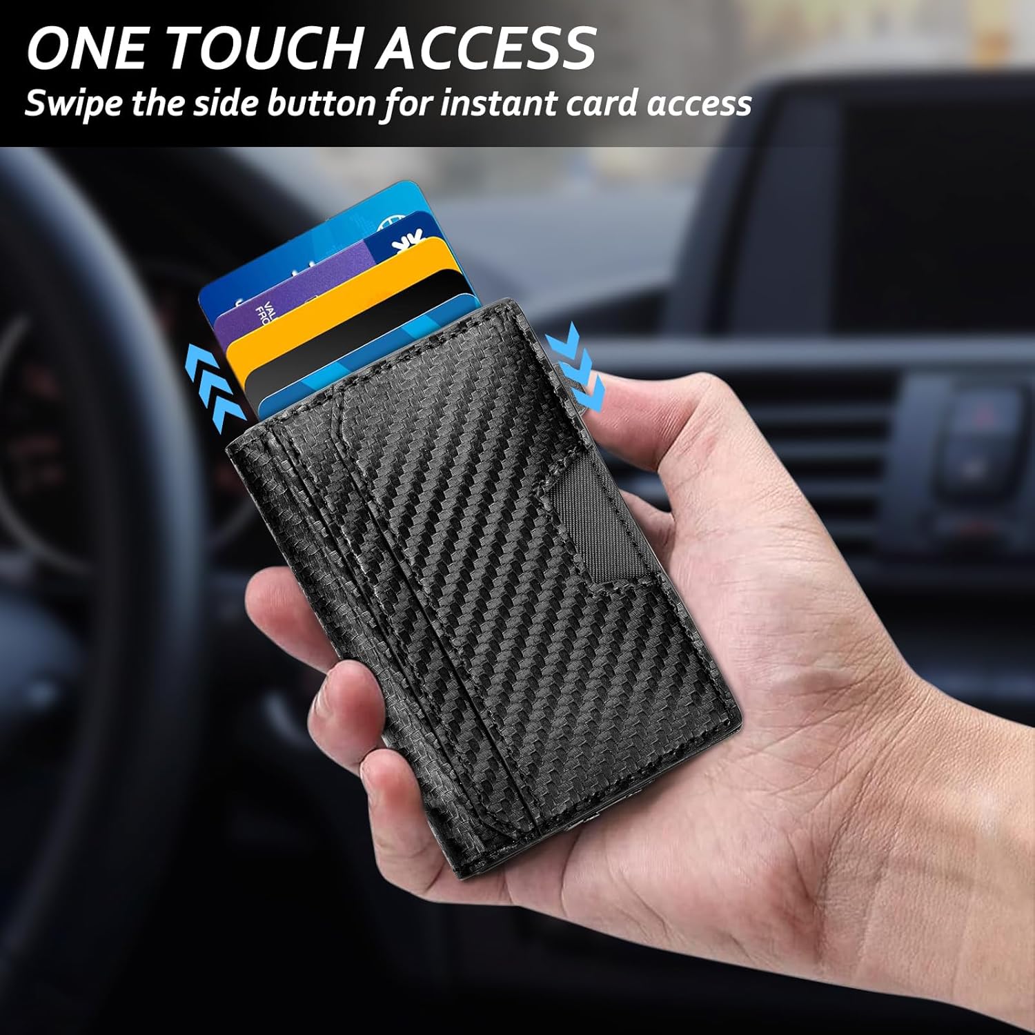 Slim Wallet for Men with Pop Up Card Holder 9-13 Cards, Bifold Minimalist Smart Wallet RFID Blocking Credit Card Holder with ID Window & Stretchable Cash Slot Compact Metal Aluminum Card Case - Image 2