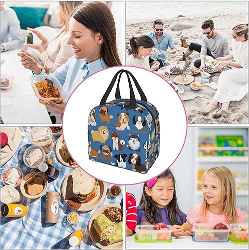 Miniatura 6 de Lindo conjunto de animales de perro y cachorro, bolsa de almuerzo compacta, bolsa de almuerzo reutilizable, contenedor para mujeres, hombres,