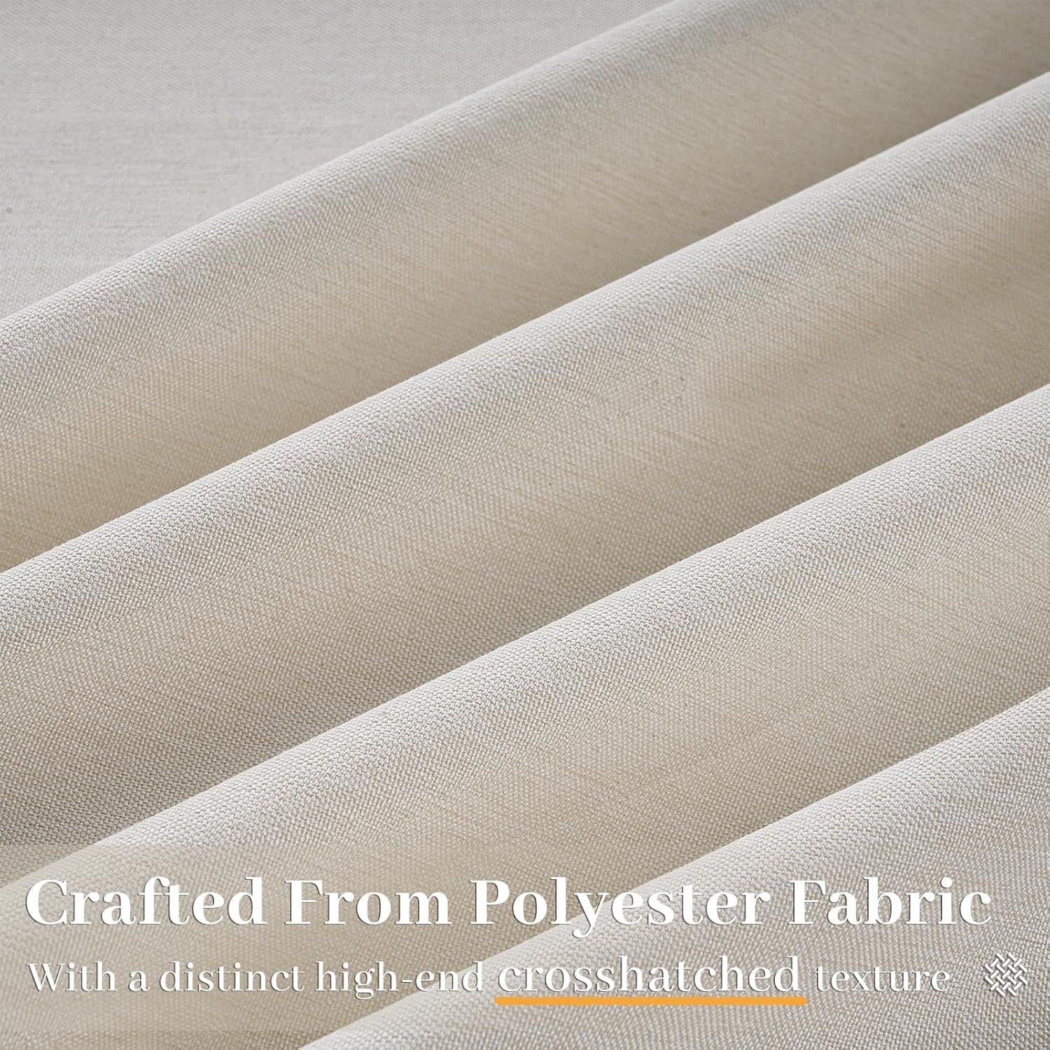 105 Inch Curtains 2 Panels Set,Two Packs Pinch Pleat Back Tab Linen Window Semi Sheer Privacy Thick Decorative Curtain Drapes for Living Room Bedroom,40x105 in Long,Ivory Beige