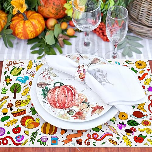 Miniatura 3 de 100 manteles individuales de papel para colorear de Acción de Gracias de 11 x 14 pulgadas, colorea tus propios manteles individuales desechables de