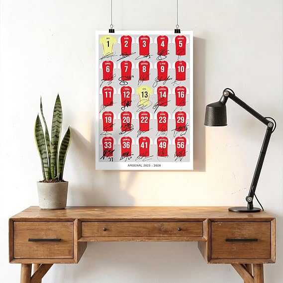 Mounted Gifts Arsenal Team Squad 2025-2026 Signed Poster Print Framed Picture Photo Autograph Gift 25/26 Rice Odegaard Saka Gyokeres Eze (A3 Squad Poster)