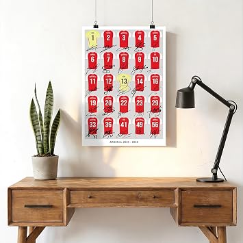 Mounted Gifts Arsenal Team Squad 2025-2026 Signed Poster Print Framed Picture Photo Autograph Gift 25/26 Rice Odegaard Saka Gyokeres Eze (A3 Squad Poster)
