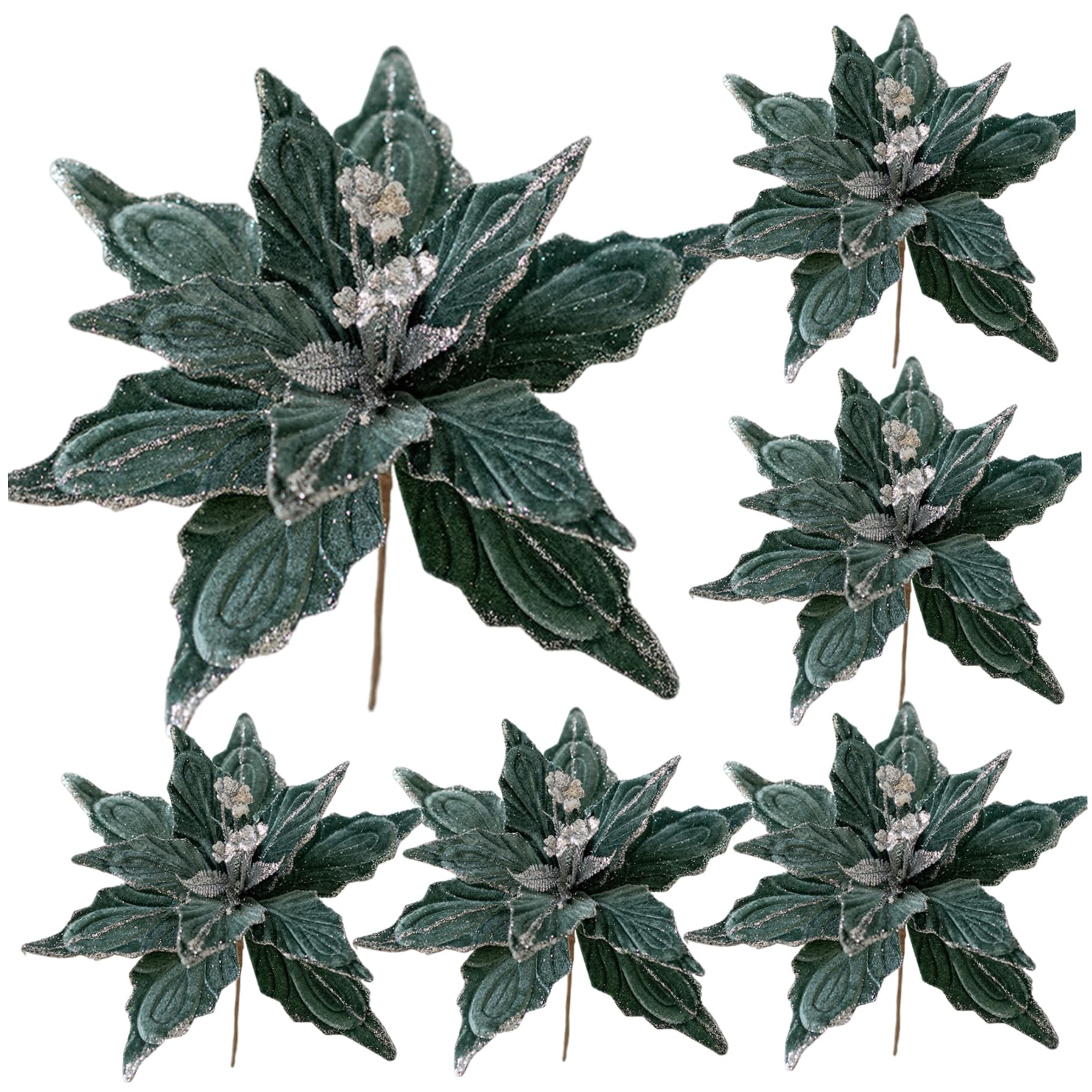 Fleurs de Noël artificielles vertes de 27,9 cm pour réussir votre table du Nouvel An