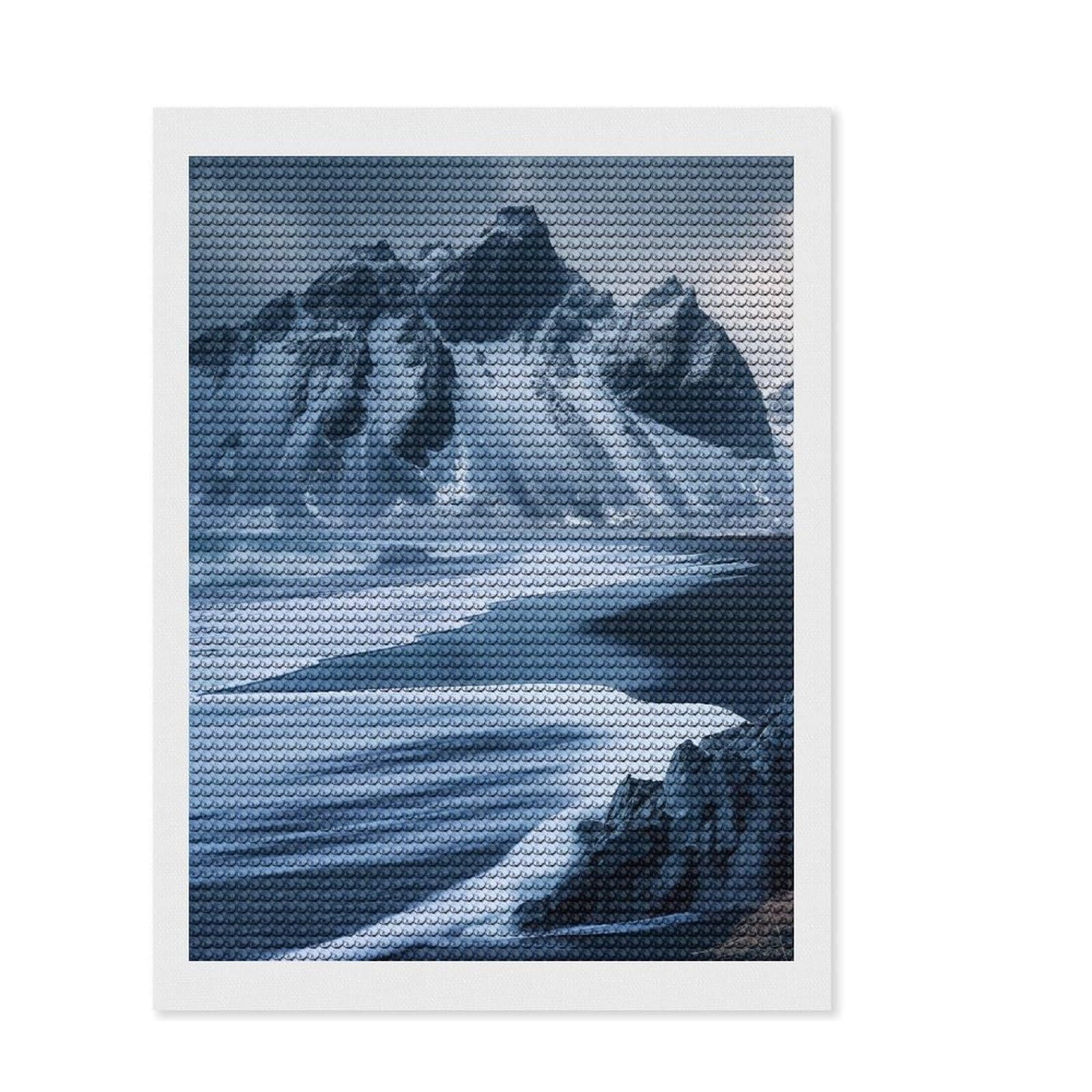 Junmoney Icelandic at Stokksnes Diamond Style Art Kit 12"x16", Bedroom Decor, Festive Craft Gift, Farmhouse Decor, Holiday Gift Idea