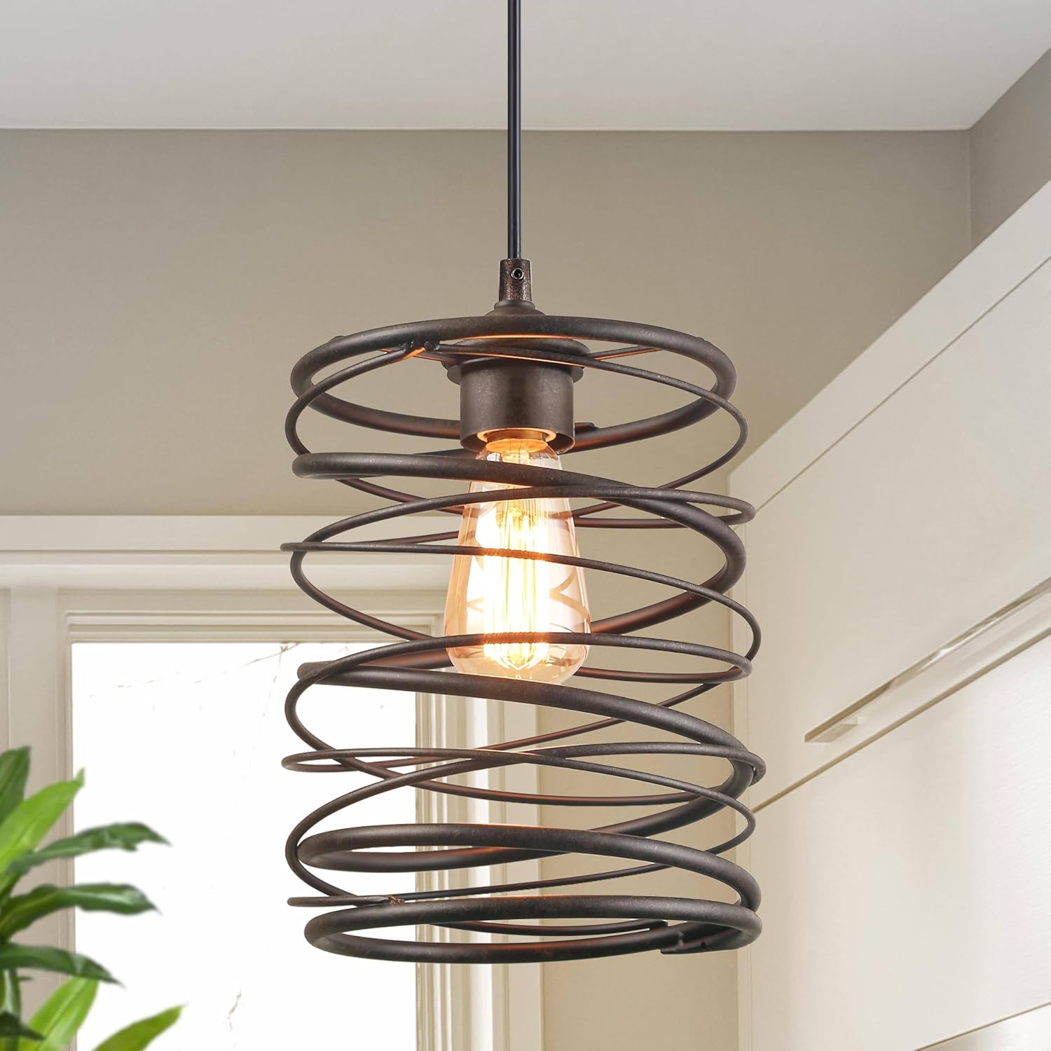 LALUZ Pendant Lights Kitchen Island, Industrial Kitchen Pendant Lighting Over Island, Rustic Iron Pendant Light Fixtures for Bedrooms, Dining Room, Hallway, Tableside