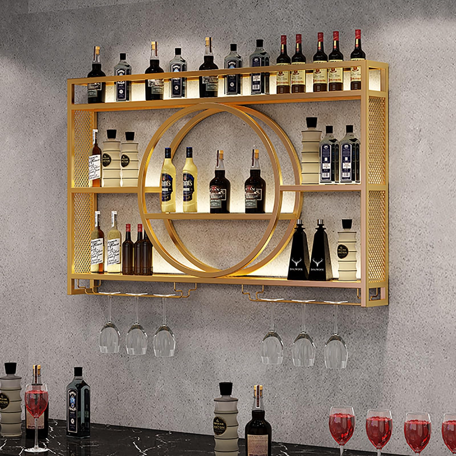 Étagères flottantes pour le stockage mural du vin et bouteilles d'alcool