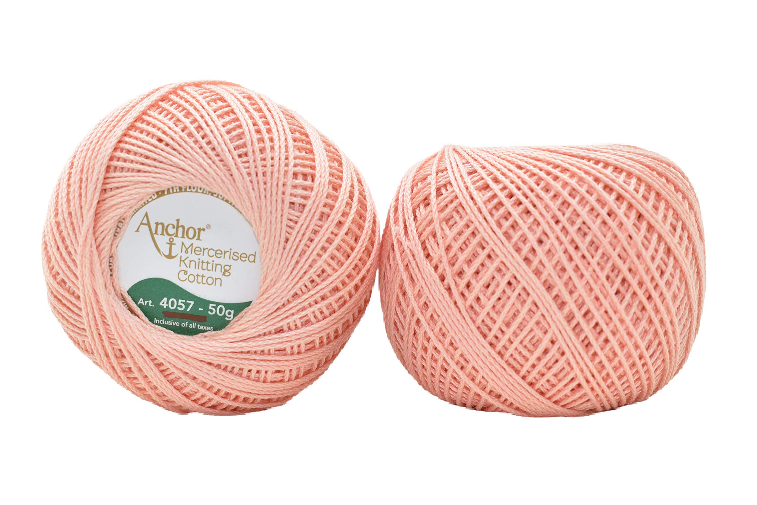 HUNNY- BUNCH Premium Anchor Mercerised Knitting Crochet Cotton Thread Yarn Balls for Knitting, Weaving, Embroidery, DIY and Craft Making (Art. 4057) 50G - Pack of 1 (07) Peach