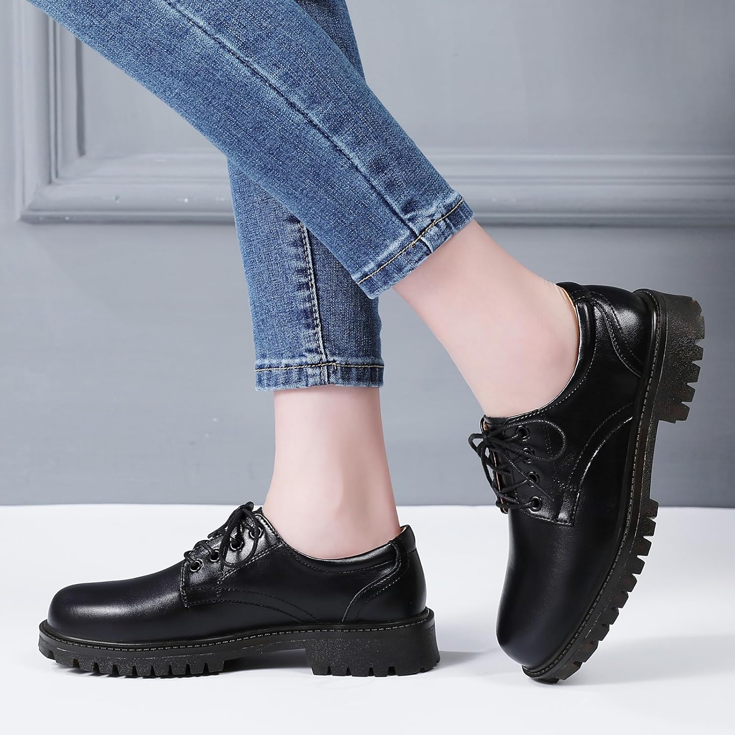 XMM Oxford Shoes for Women Lace up Flats Women's Oxfords Saddle Non-Slip Work Office Comfortable Dress Business Casual Dressy Shoes - Image 2